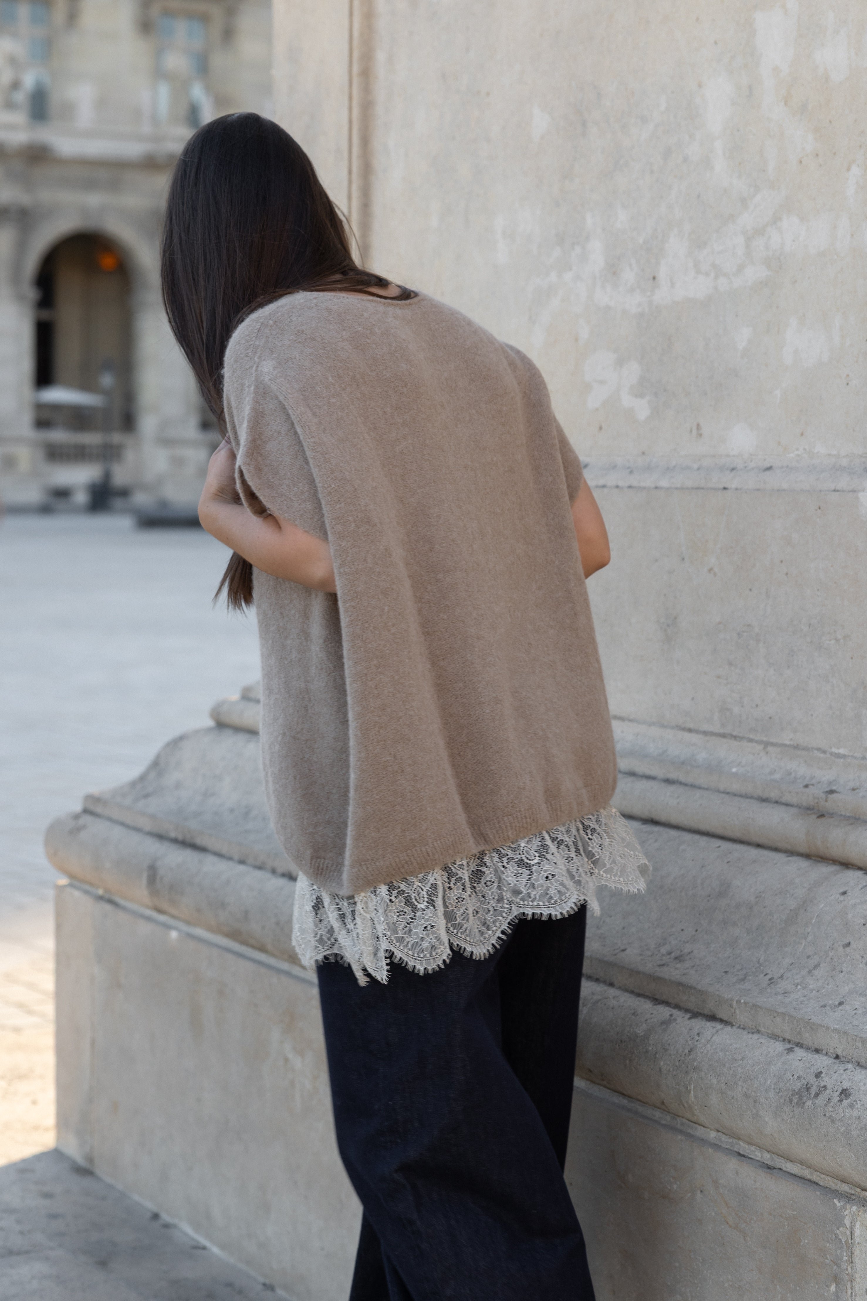 PRE-ORDER: LACE ALPACA SPENCER TAUPE