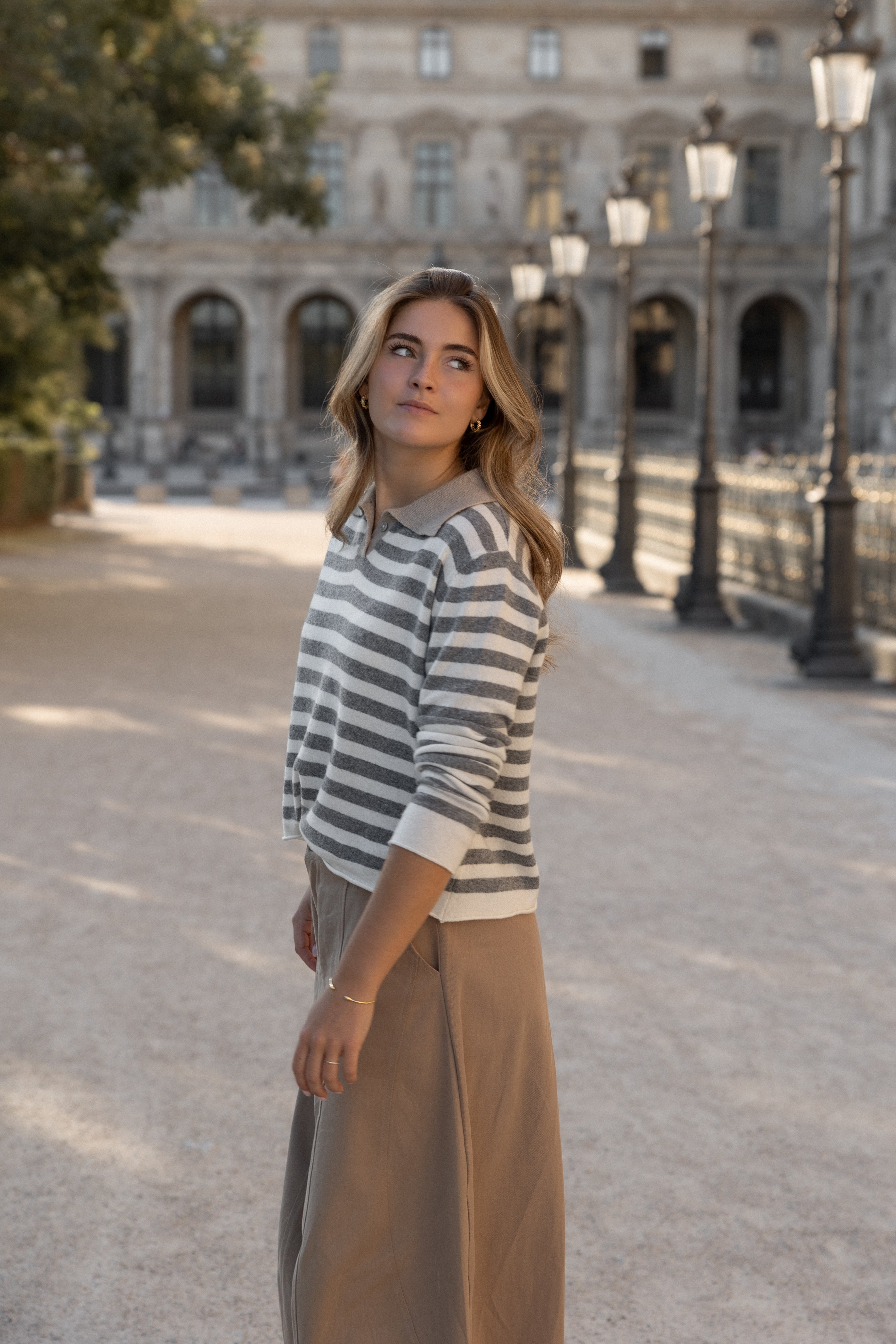 STRIPED LOUISE POLO TAUPE