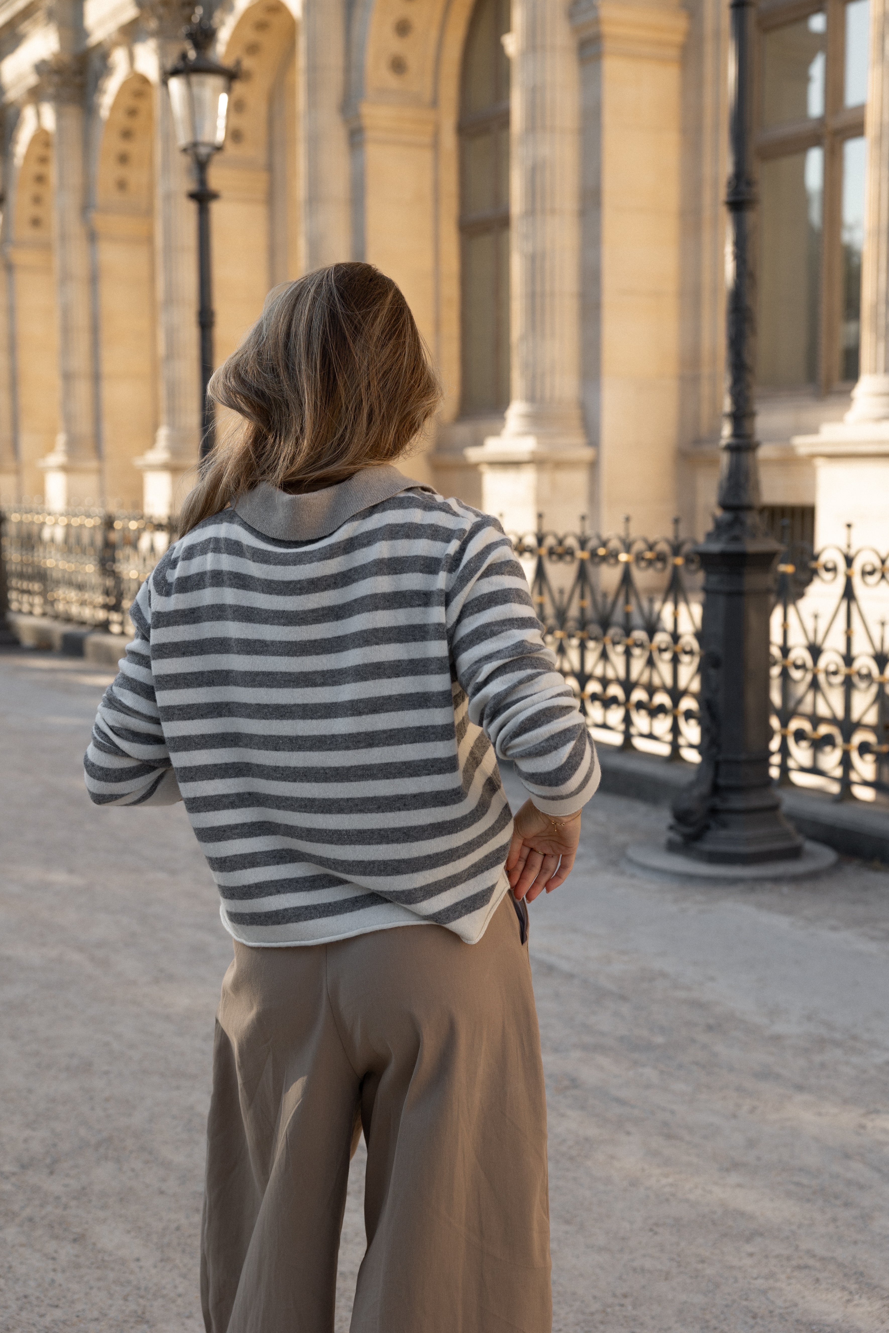 STRIPED LOUISE POLO TAUPE