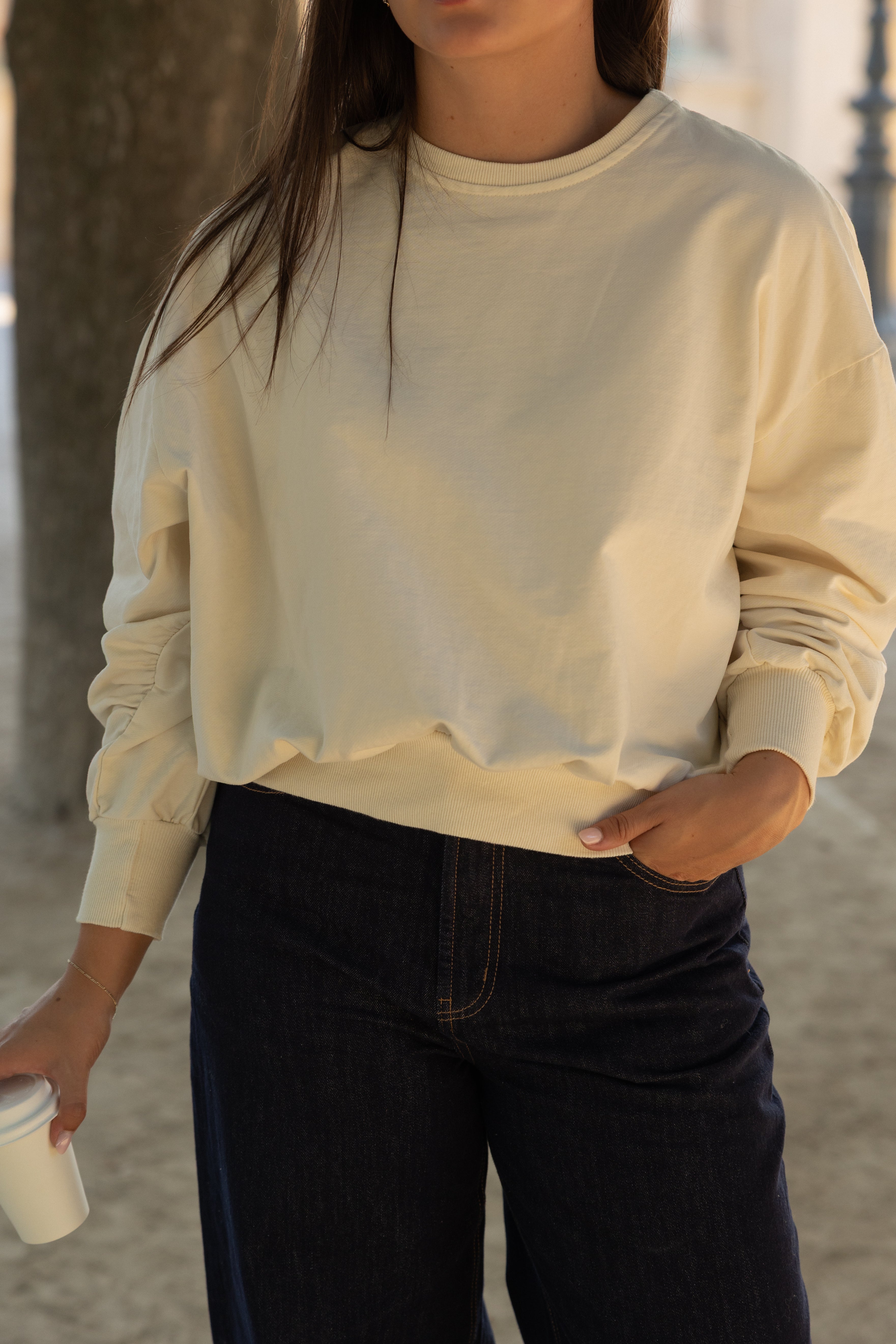 COTTON BALLOON SWEATER ECRU