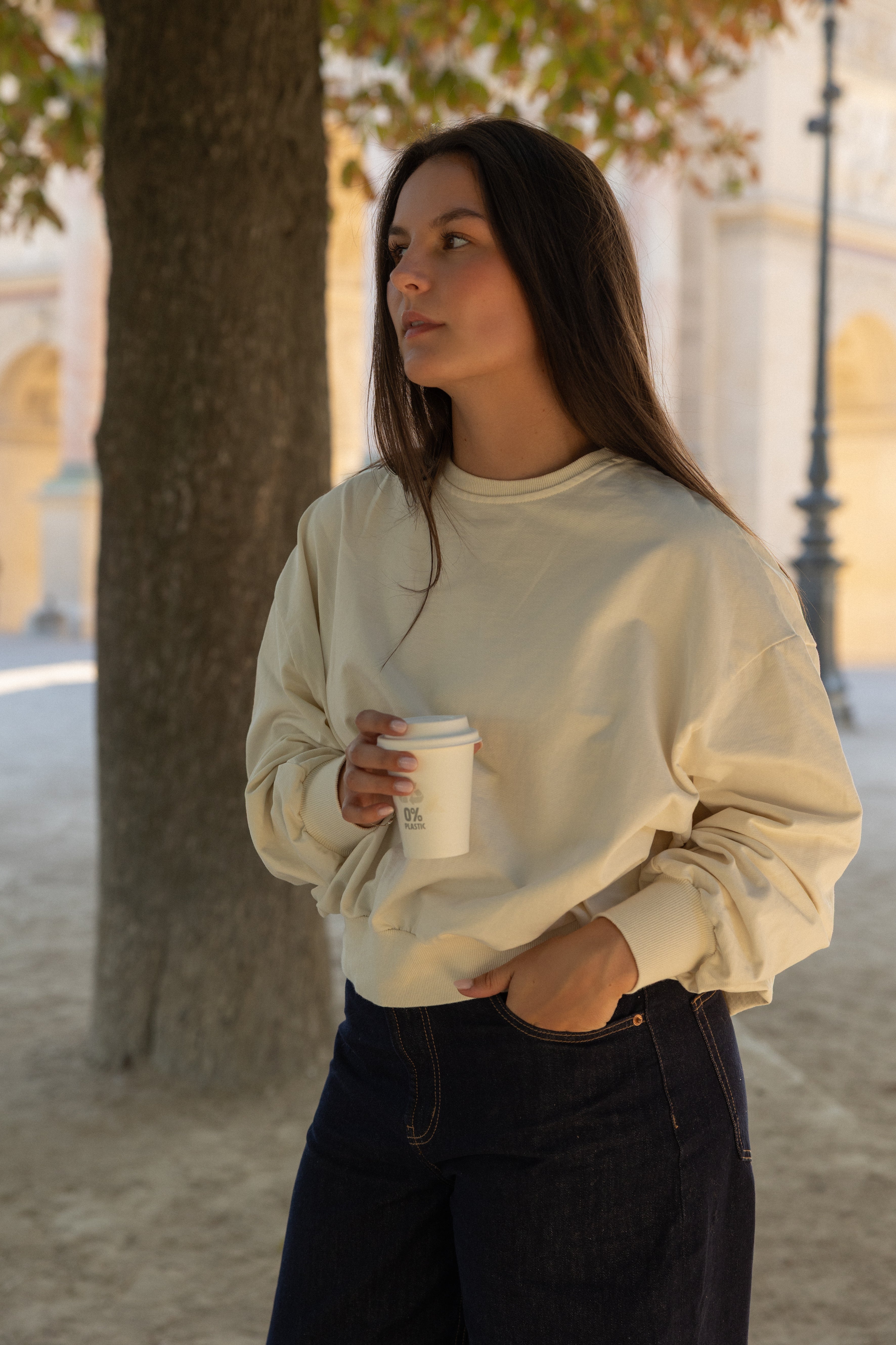COTTON BALLOON SWEATER ECRU