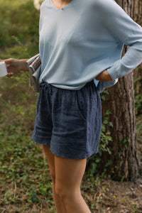 LINNEN SARAH SHORT NAVY