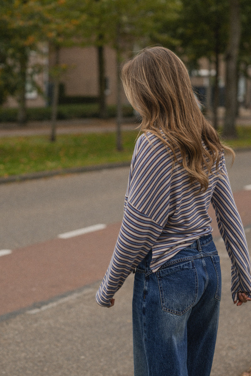 STRIPED LOUNGE TOP BLUE