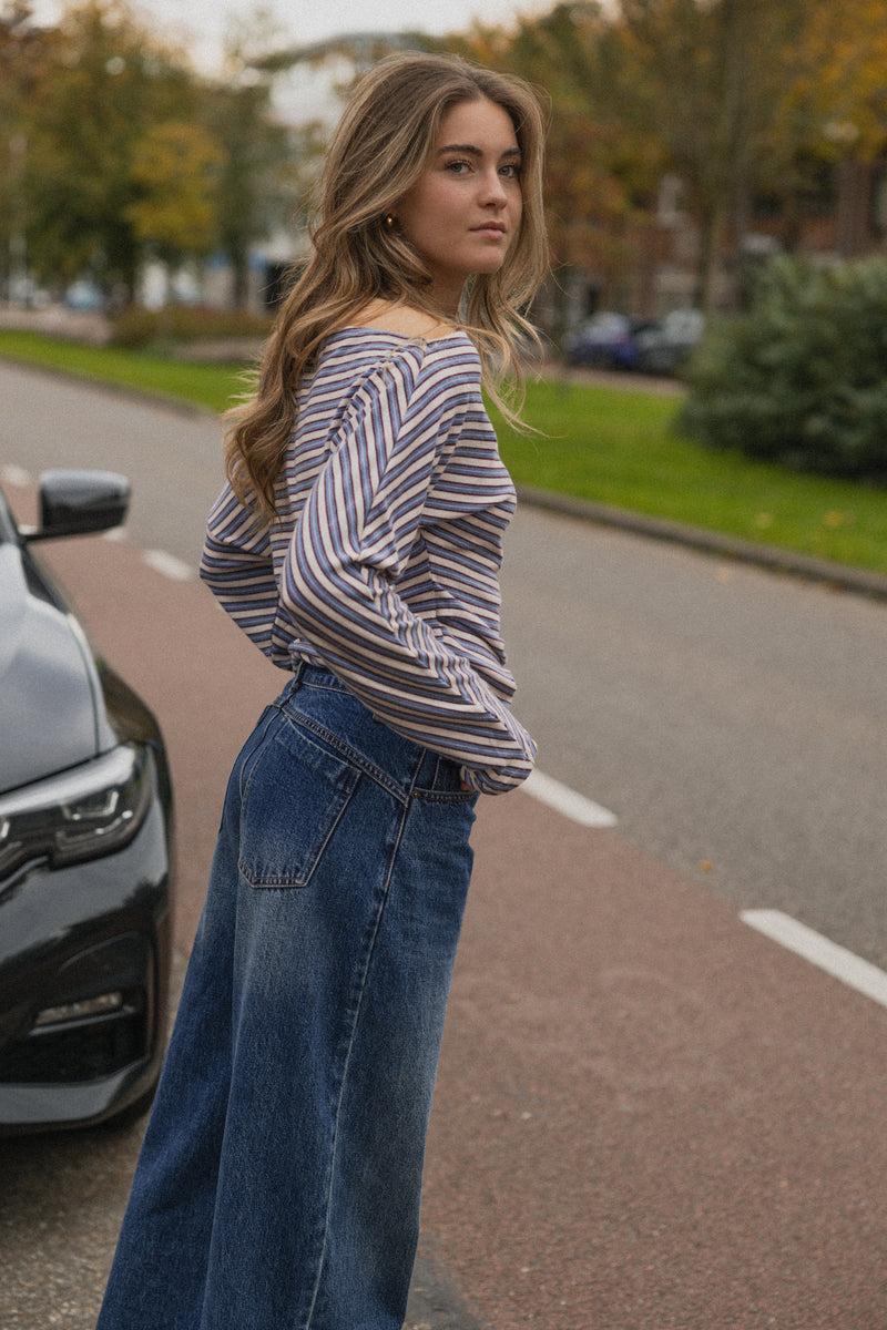 STRIPED LOUNGE TOP BLUE