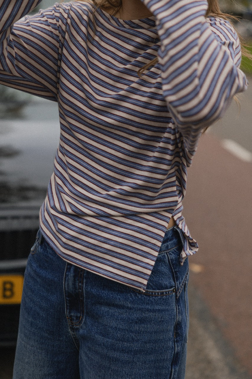 STRIPED LOUNGE TOP BLUE