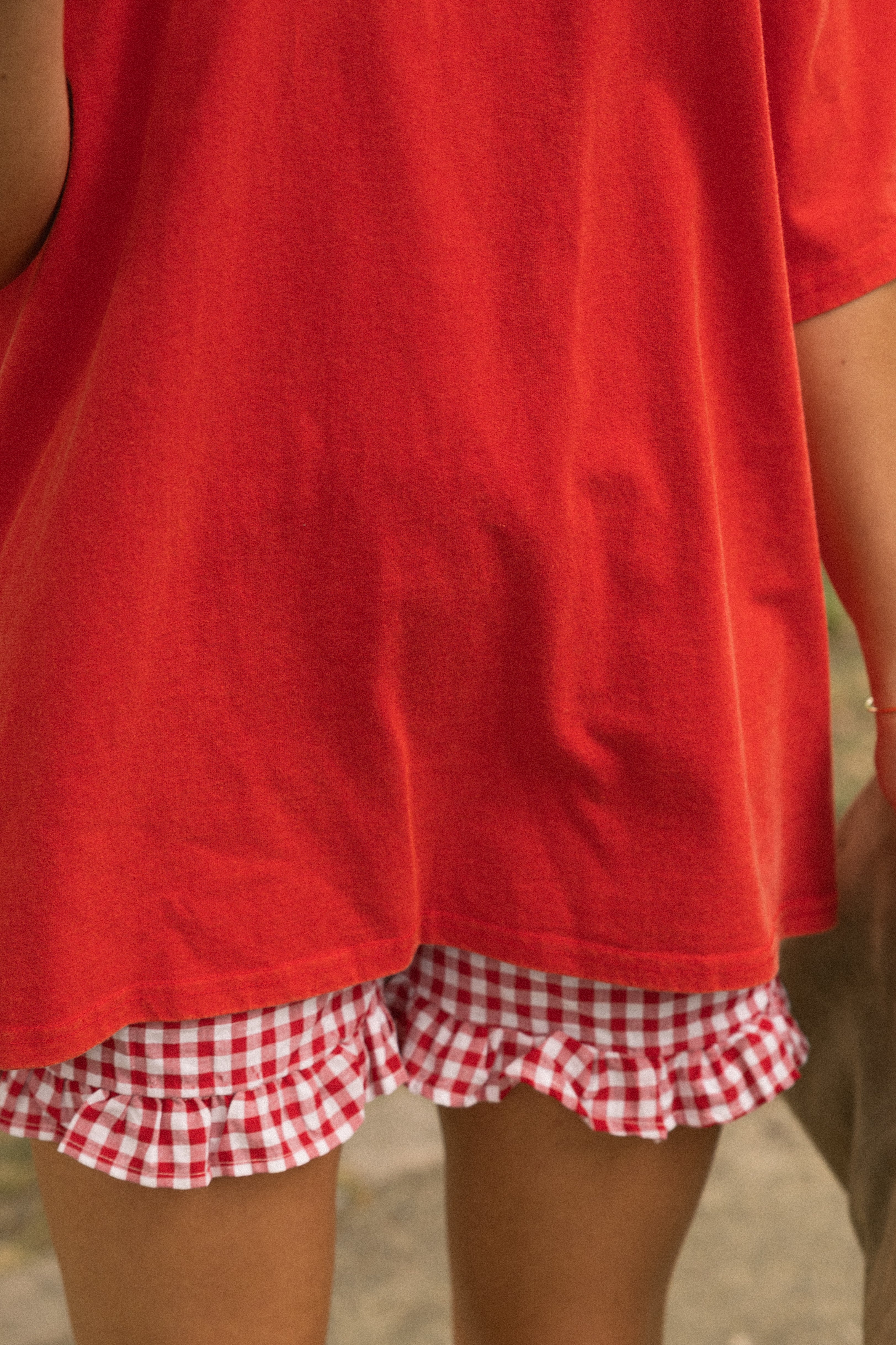 CHECKED JENNY SHORT RED