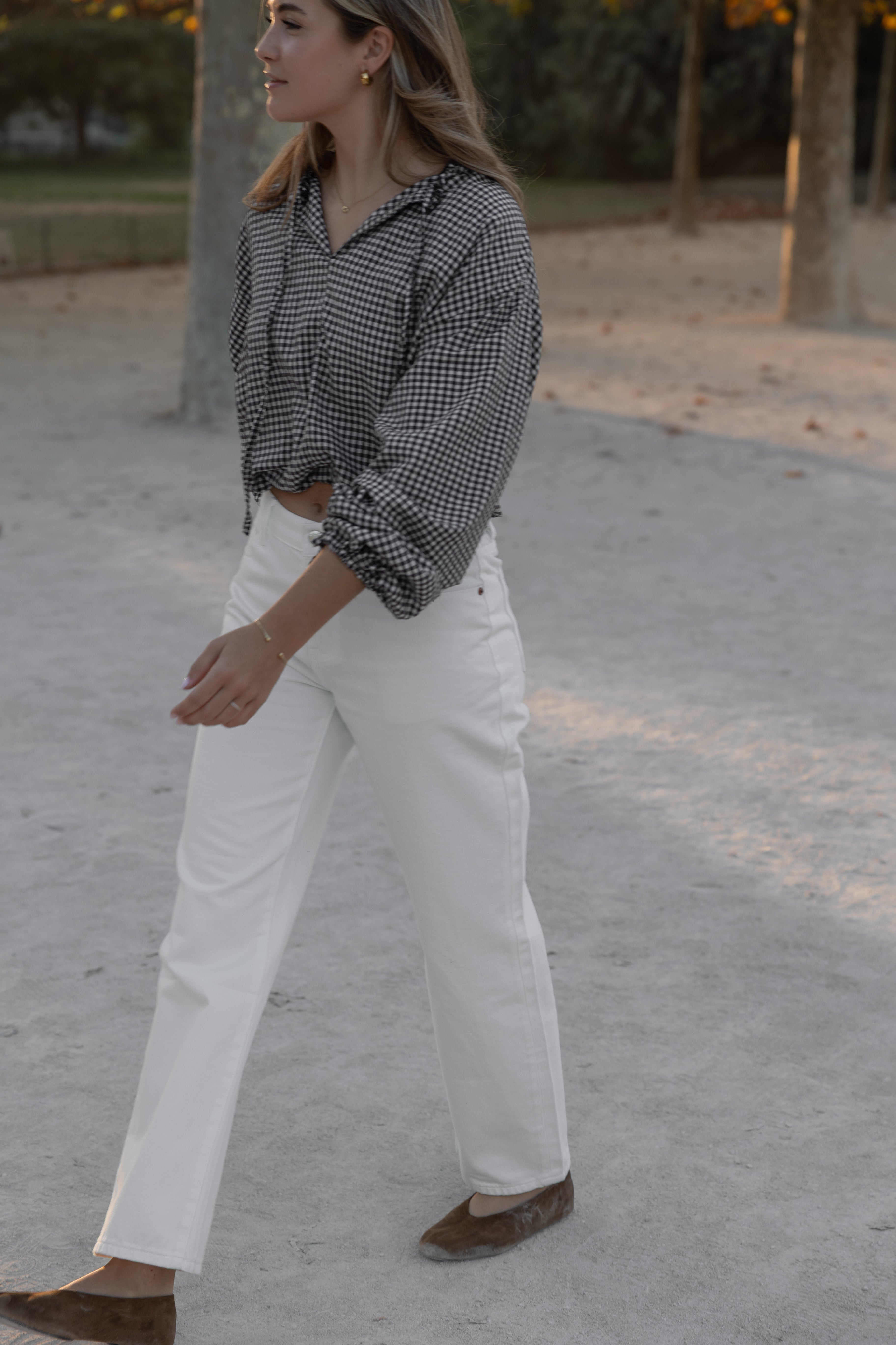 CHECKED BALLOON SHIRT CHOCO