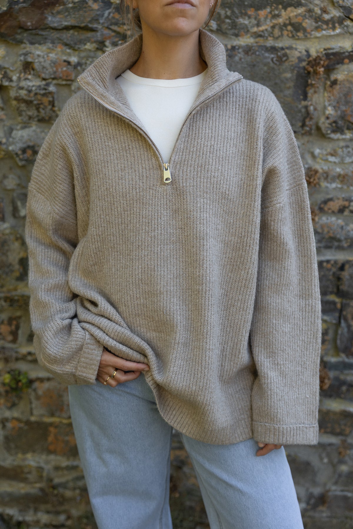 OVERSIZED ZIPPER TAUPE