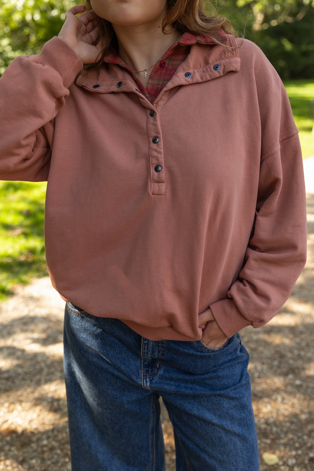 MABEL BUTTON SWEATER DUSTY SALMON