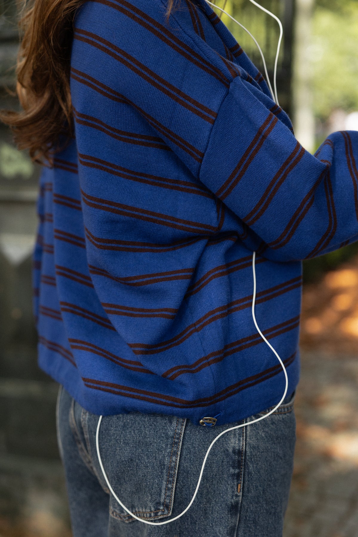 STRIPED BUTTON PULL BLUE/CHOCO