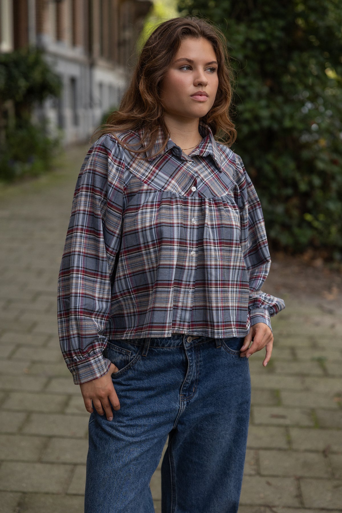 CHECKED MEAVE BLOUSE JEANS