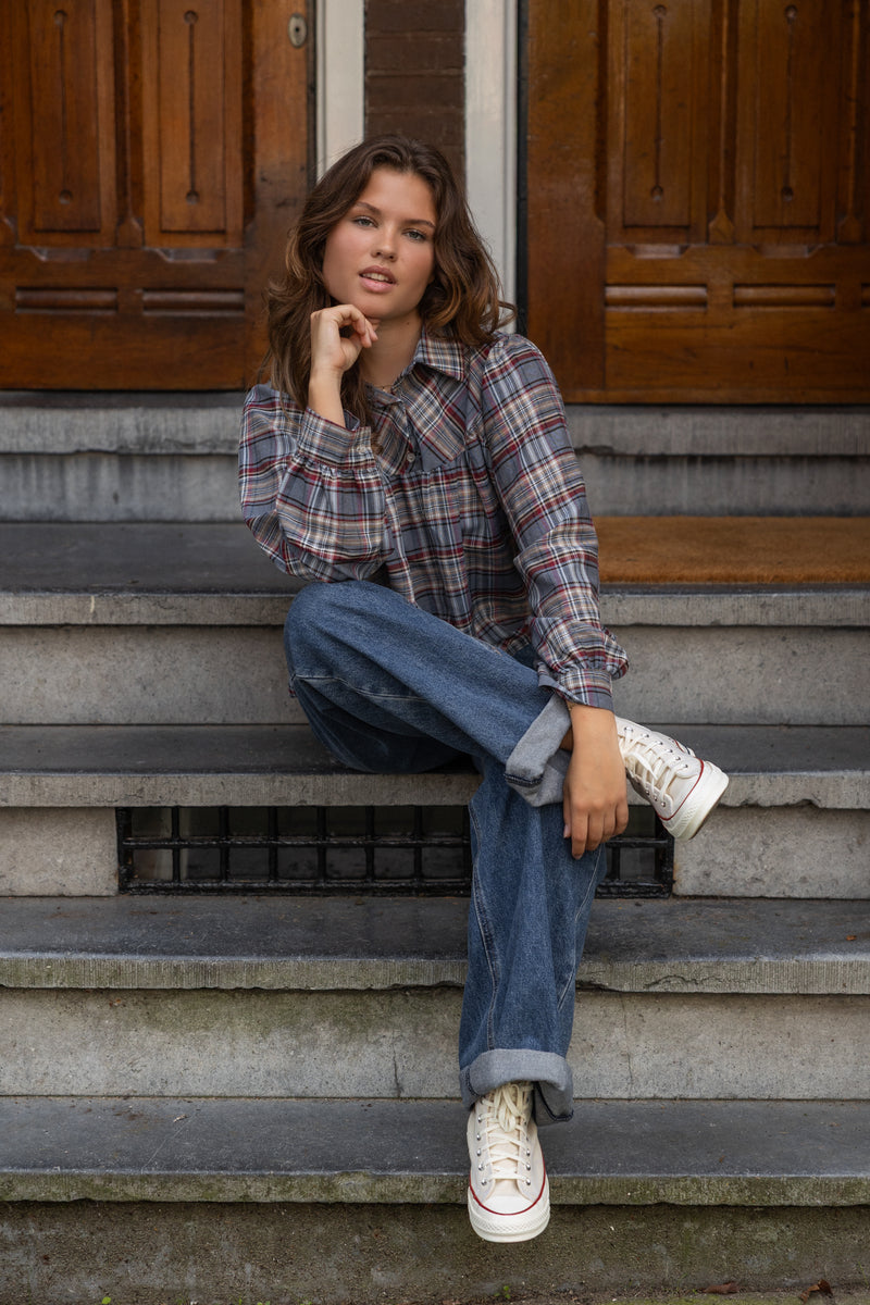 CHECKED MEAVE BLOUSE JEANS