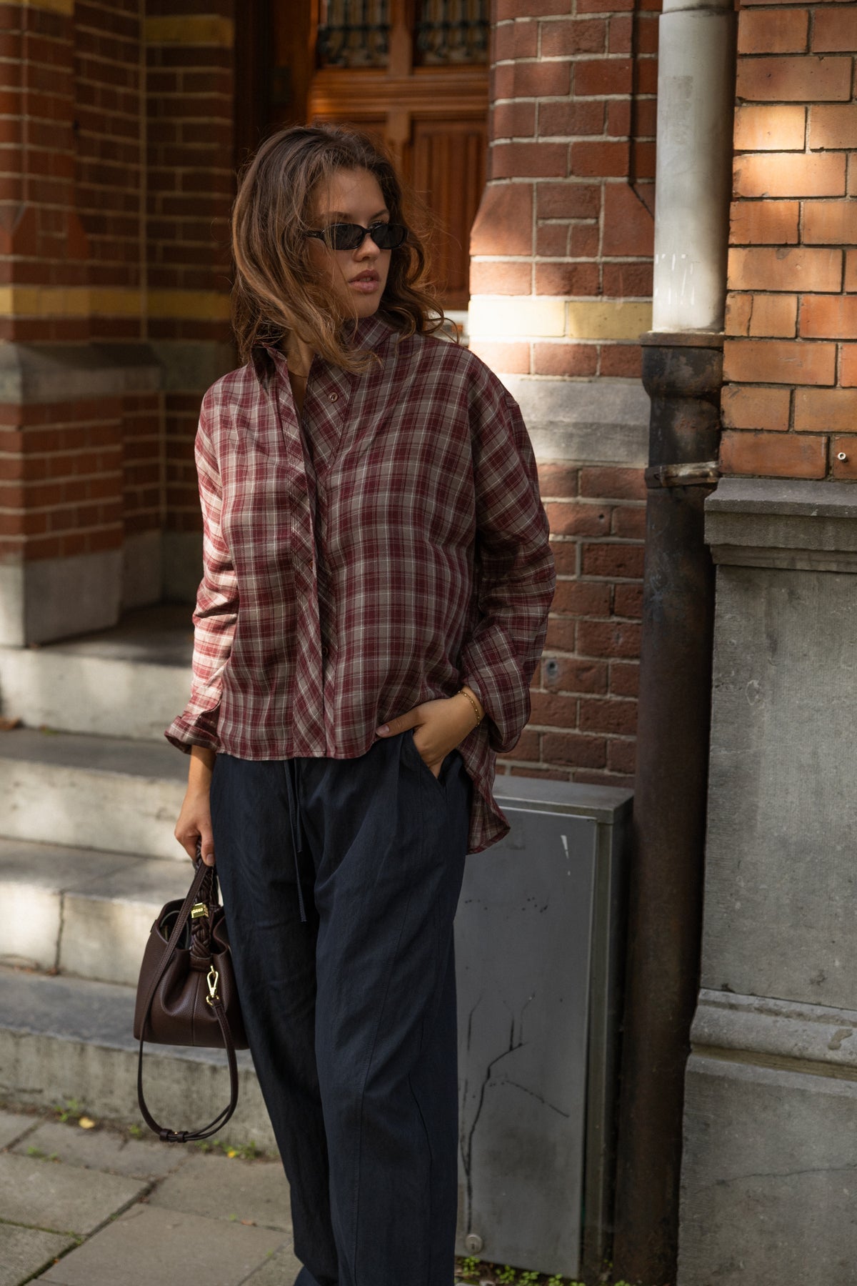 CHECKED INDIGO SHIRT BORDEAUX