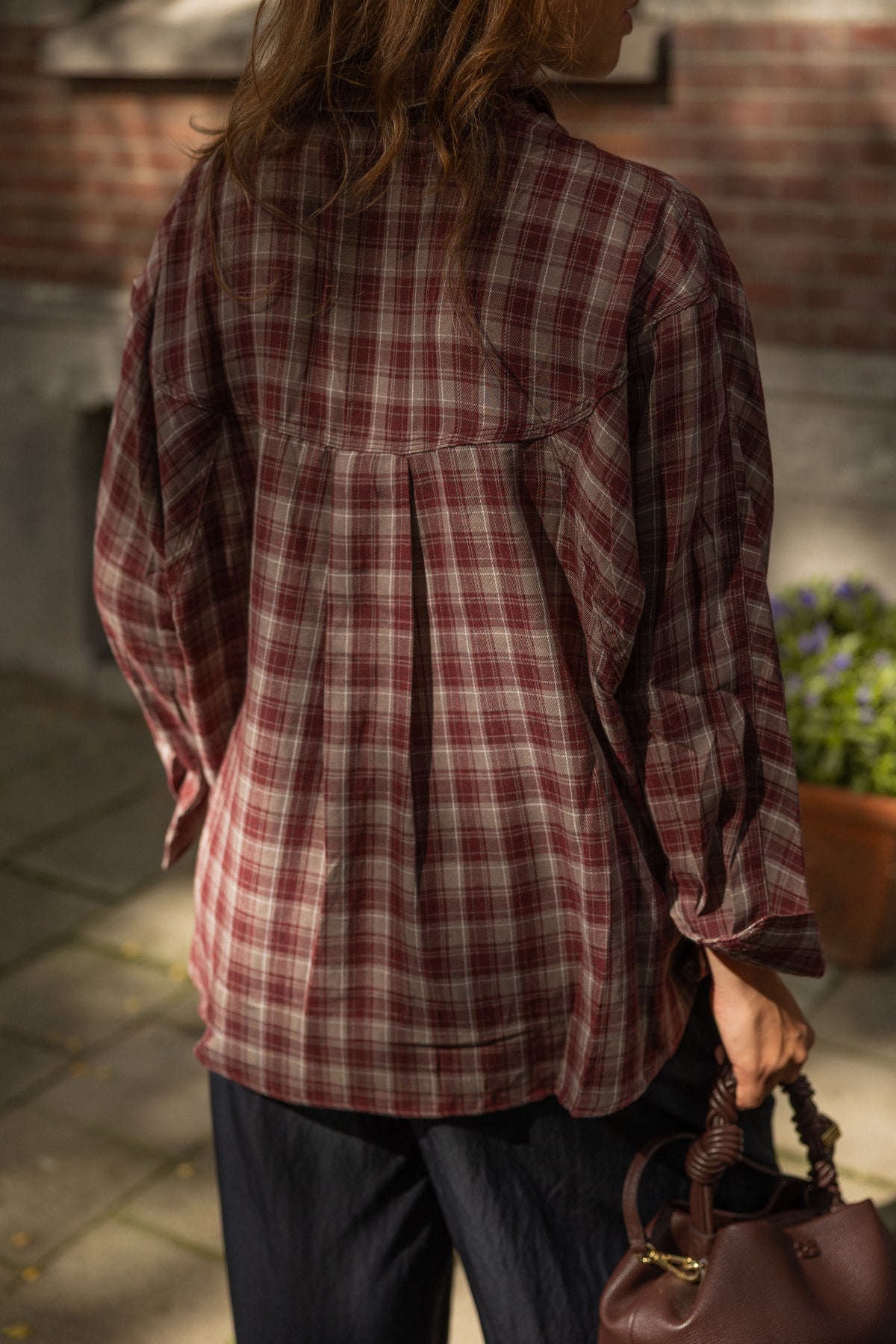 CHECKED INDIGO SHIRT BORDEAUX