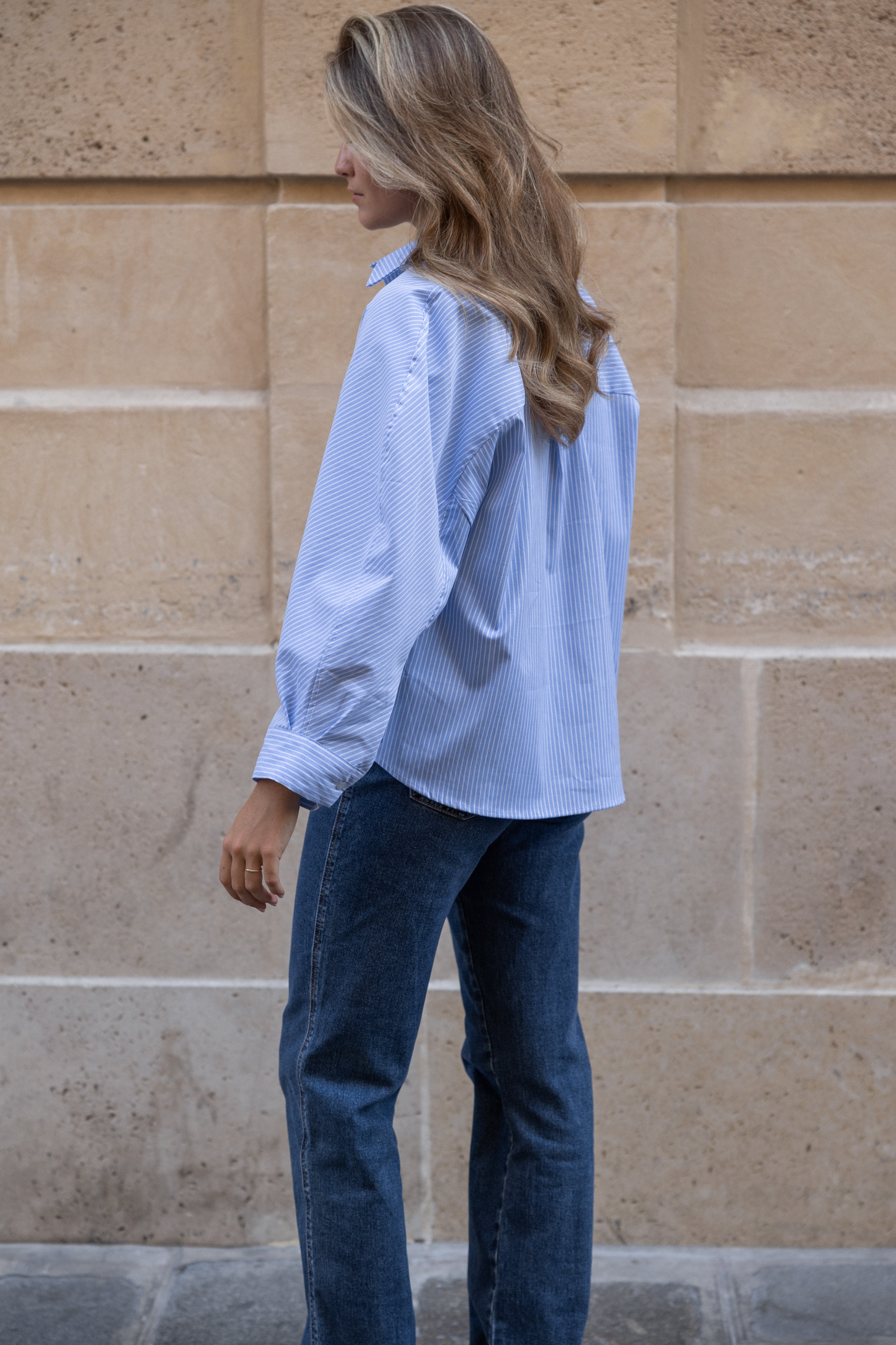 CLASSIC ESSENTIAL STRIPED SHIRT BLUE