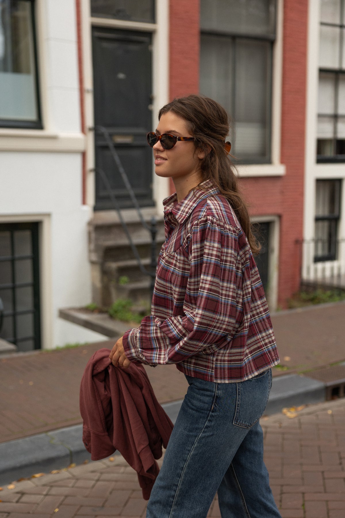 CHECKED MEAVE BLOUSE BORDEAUX