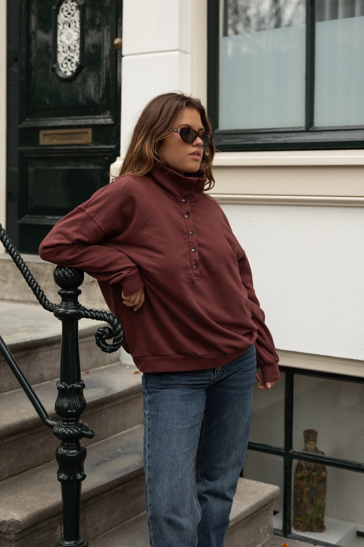 MABEL BUTTON SWEATER VINTAGE RED