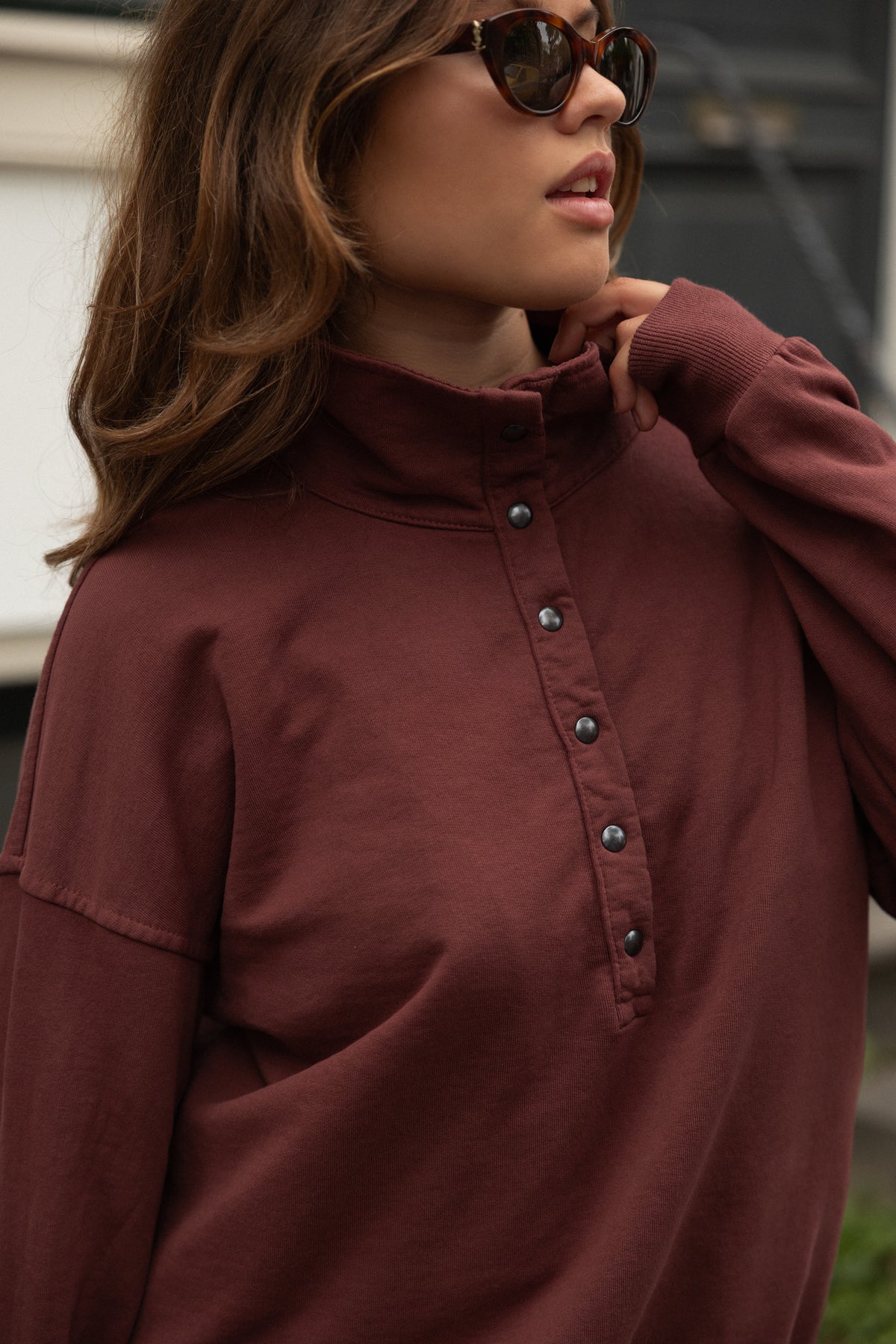 MABEL BUTTON SWEATER VINTAGE RED