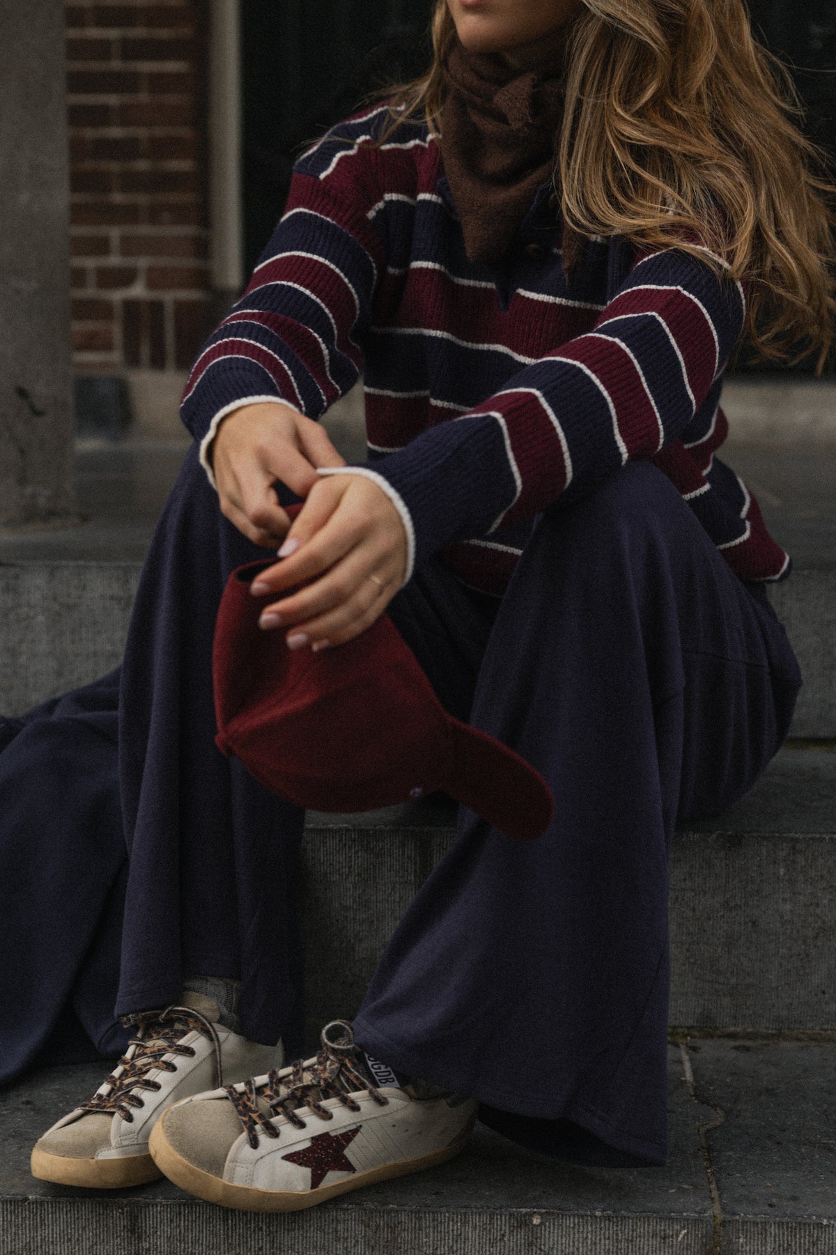STRIPED POLO KNIT NAVY/BORDEAUX