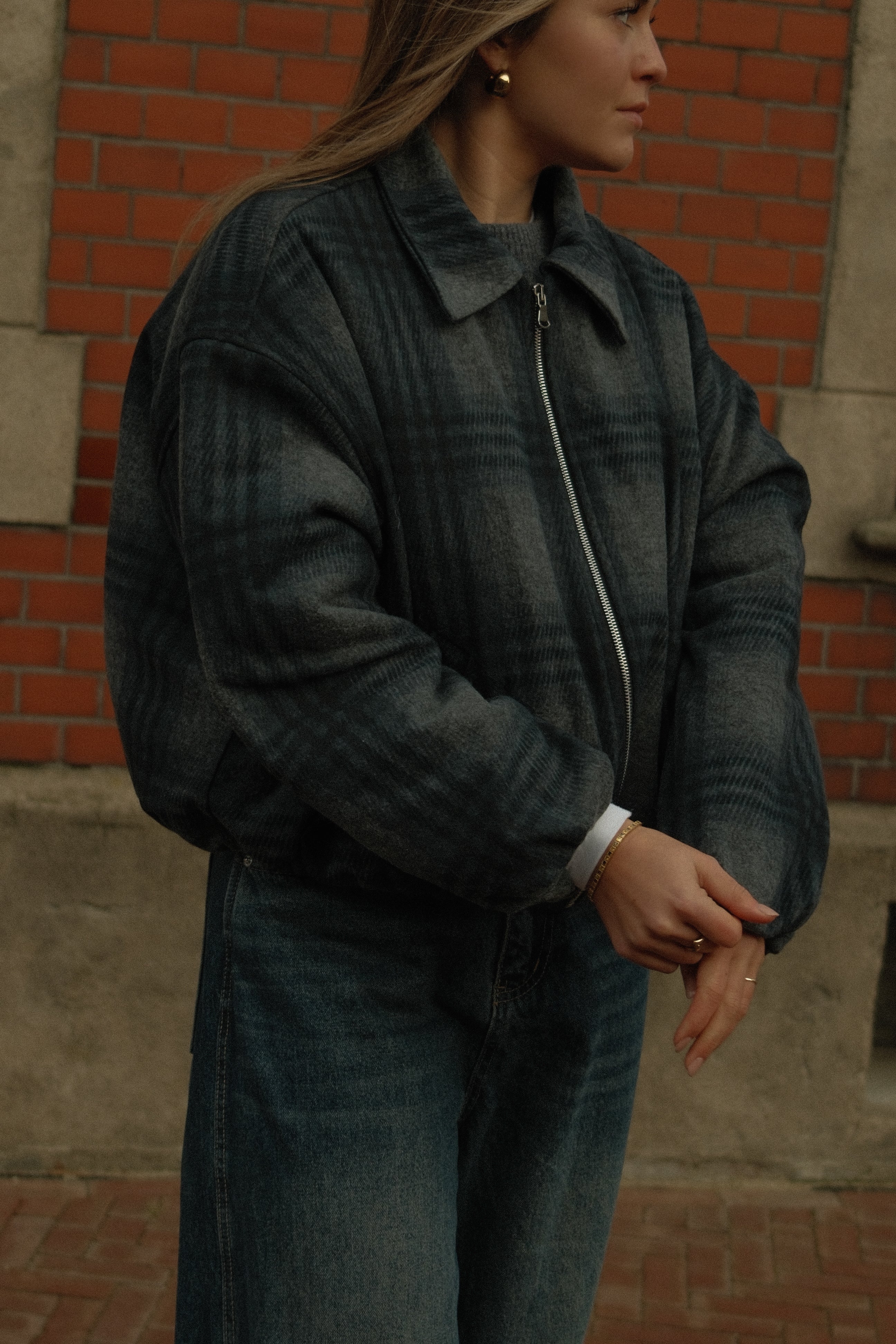 BOMBER CHECKED GREY/NAVY