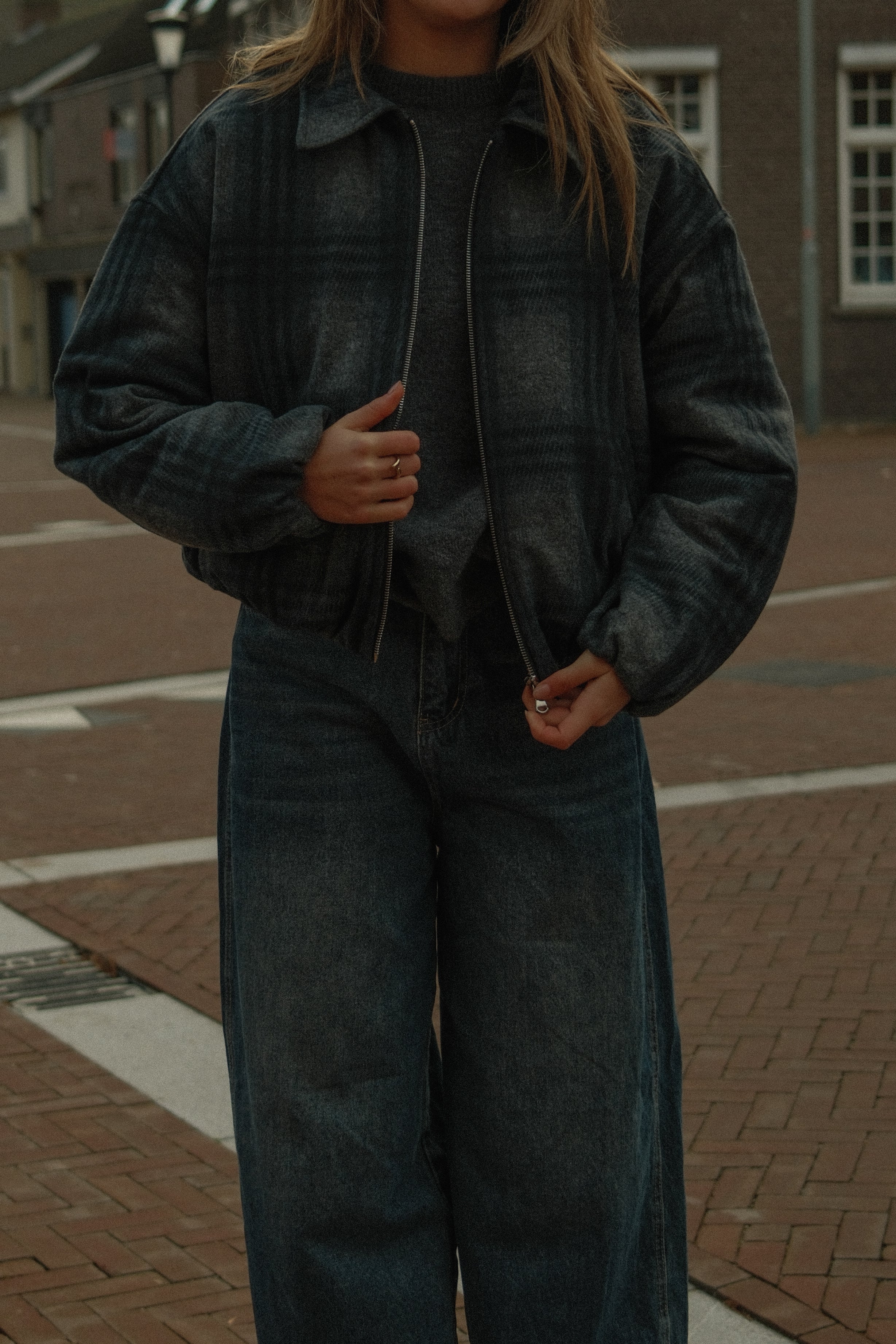 BOMBER CHECKED GREY/NAVY