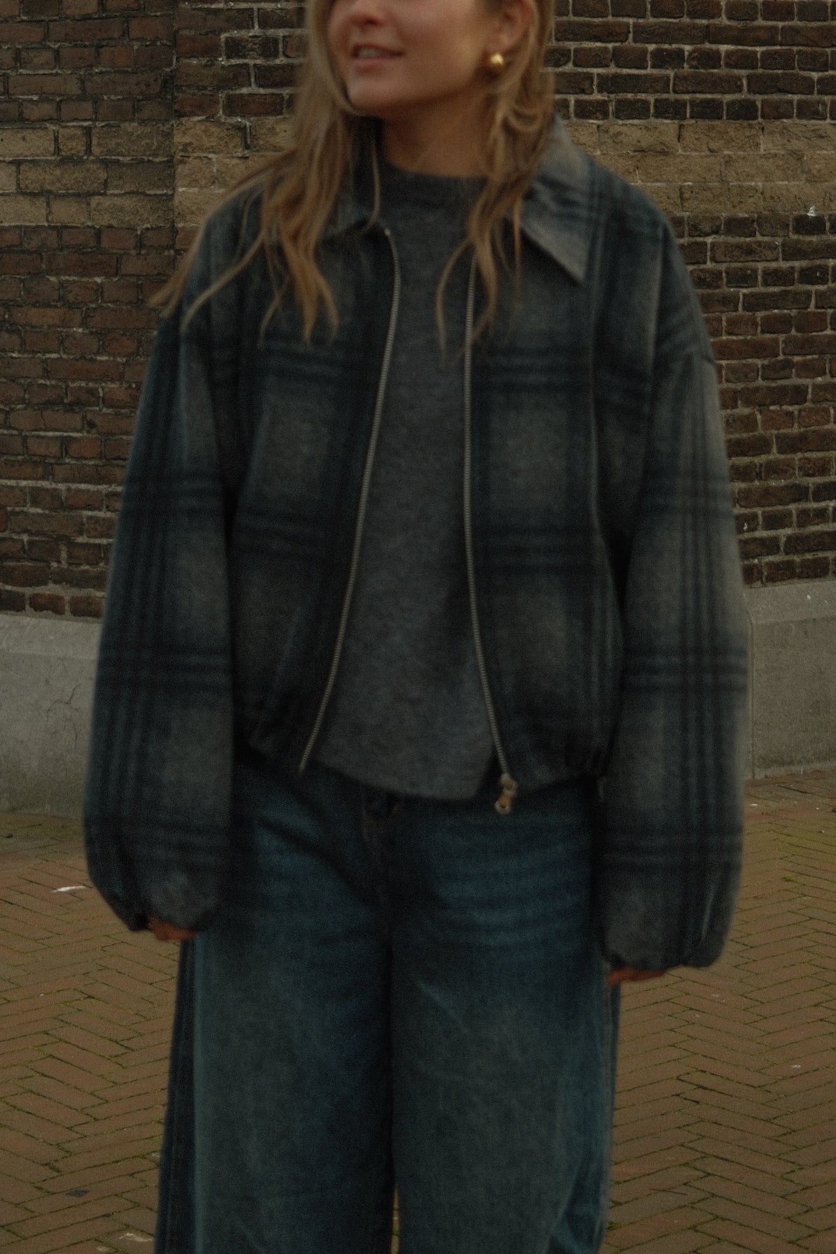 BOMBER CHECKED GREY/NAVY