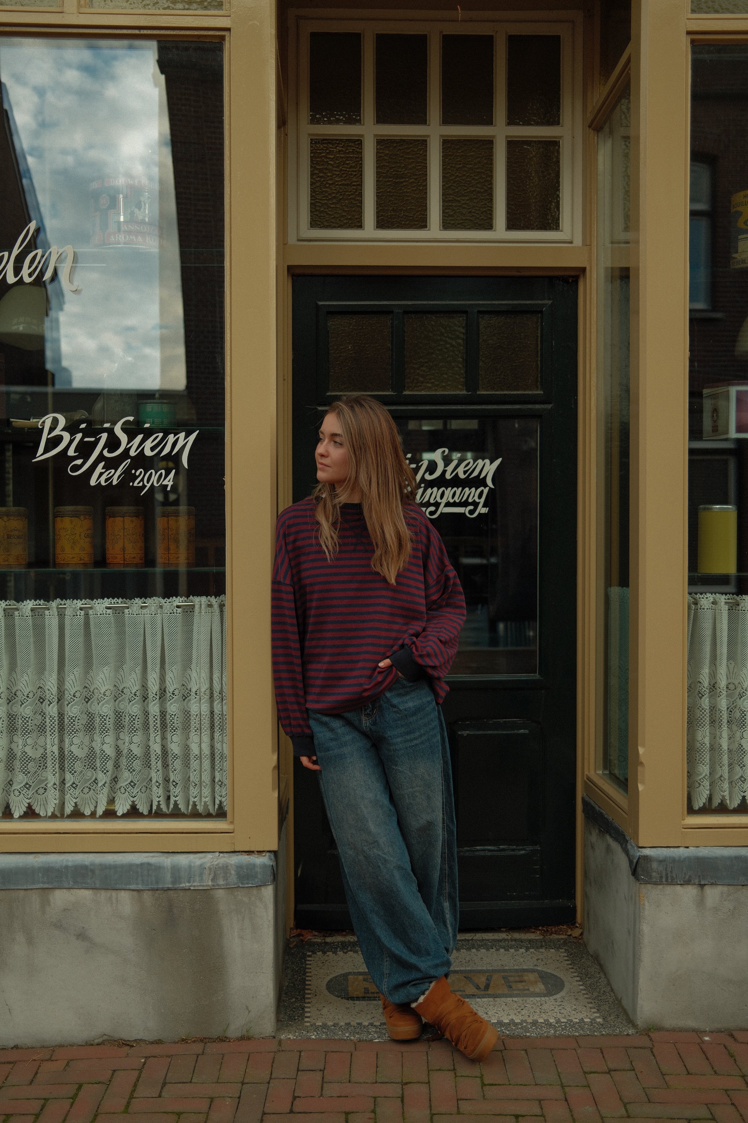 MEES SWEATER BORDEAUX/NAVY