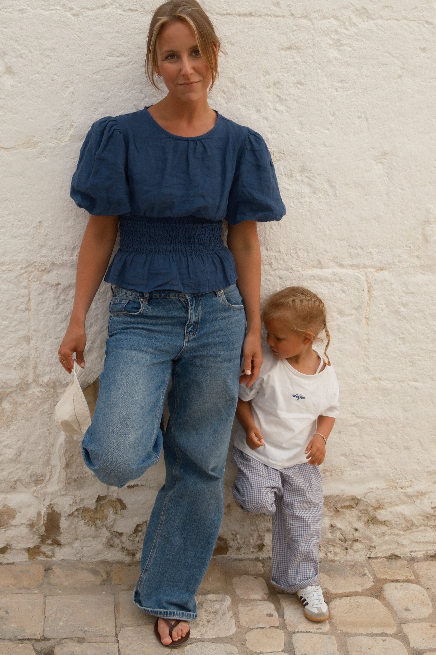 100% LINNEN TAILORED TOP NAVY