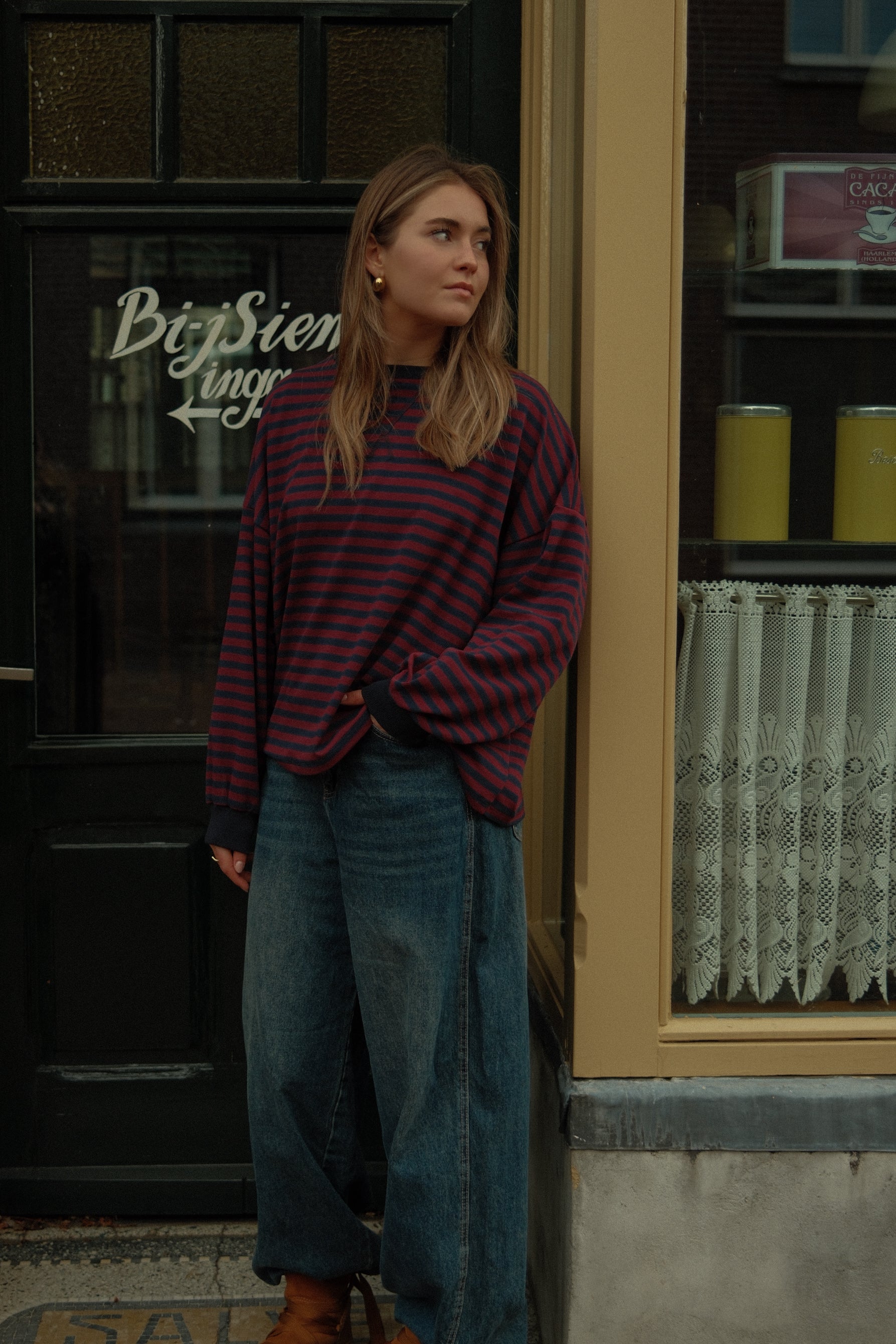 MEES SWEATER BORDEAUX/NAVY