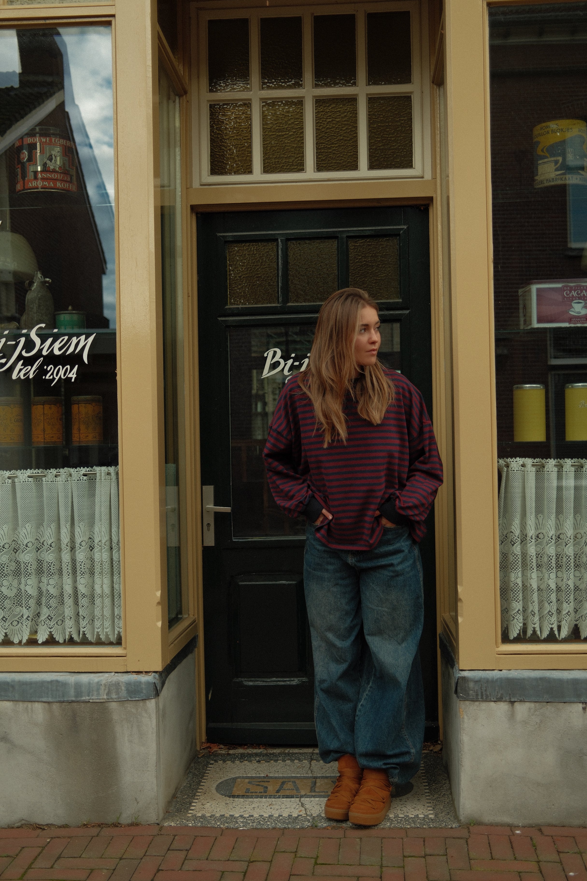 MEES SWEATER BORDEAUX/NAVY