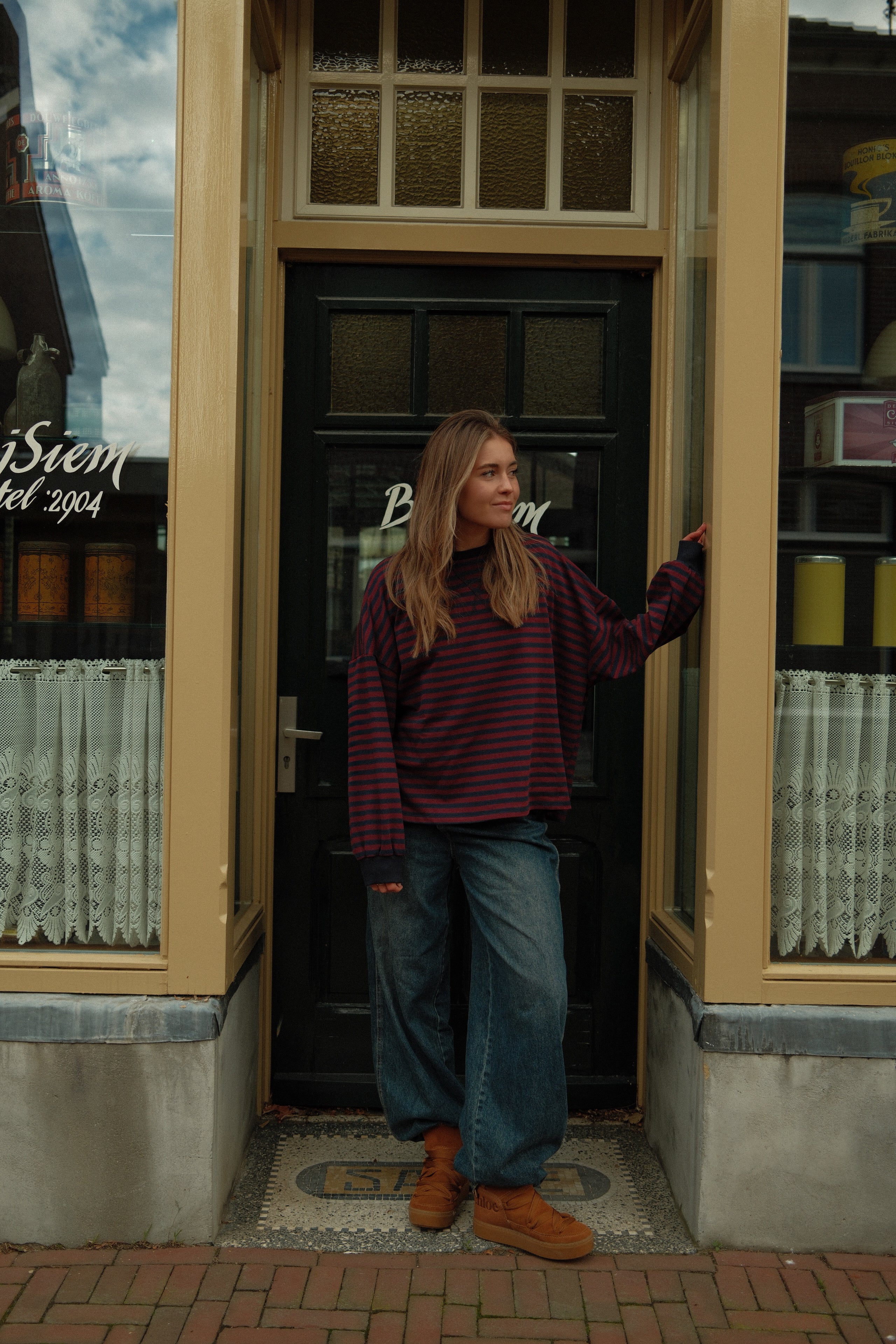 MEES SWEATER BORDEAUX/NAVY