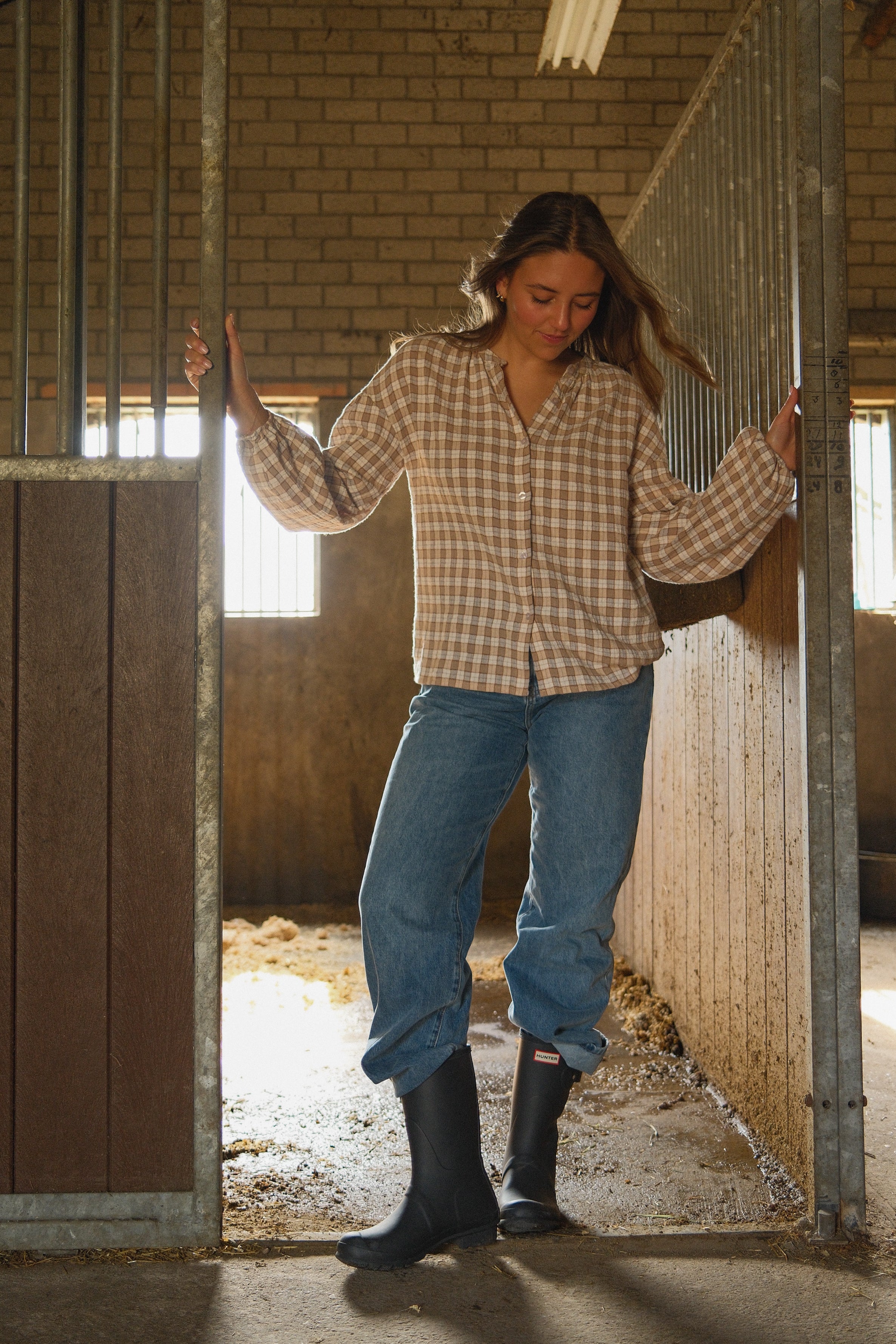 LAUREN CHECKED SHIRT BEIGE