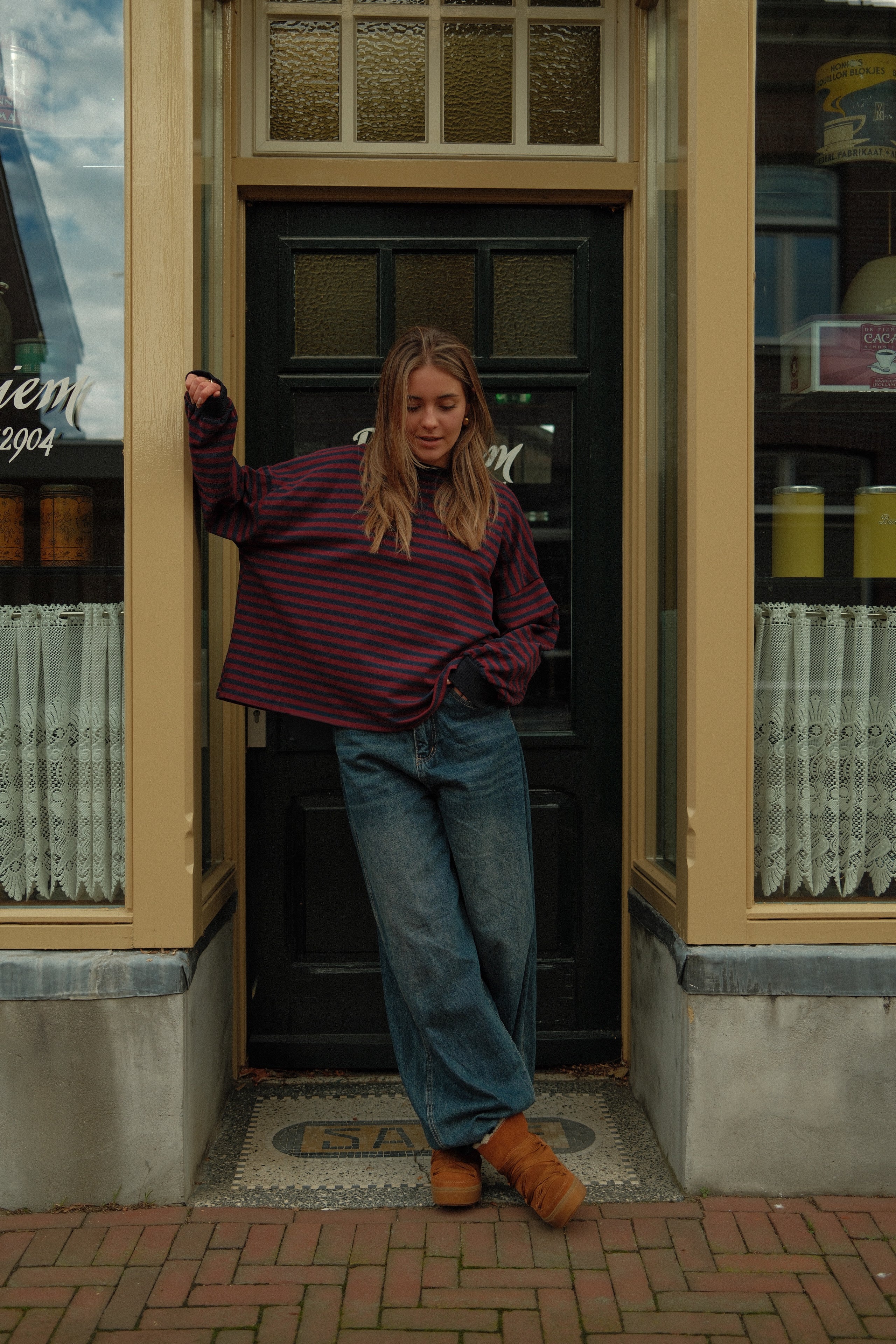 MEES SWEATER BORDEAUX/NAVY