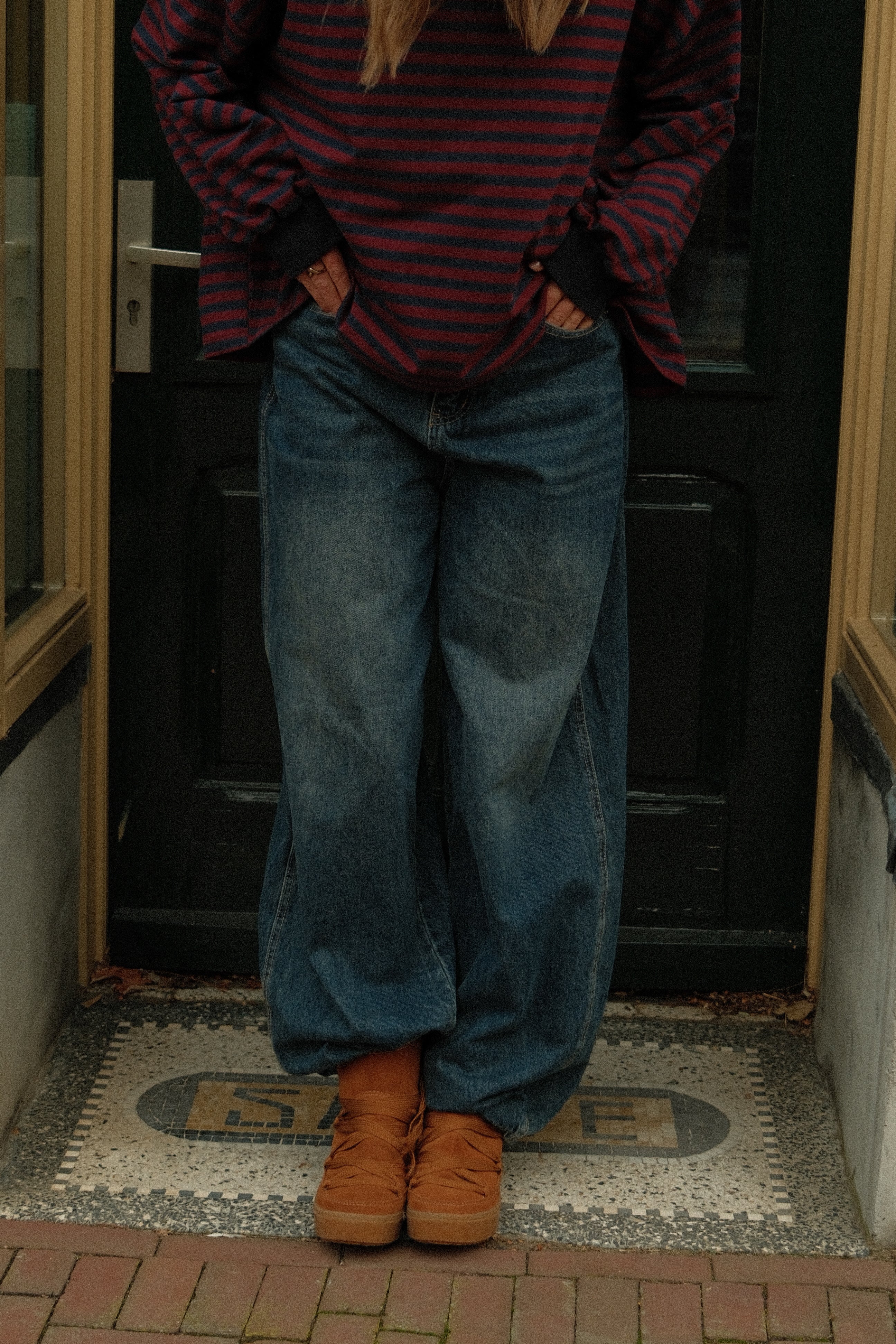 MEES SWEATER BORDEAUX/NAVY