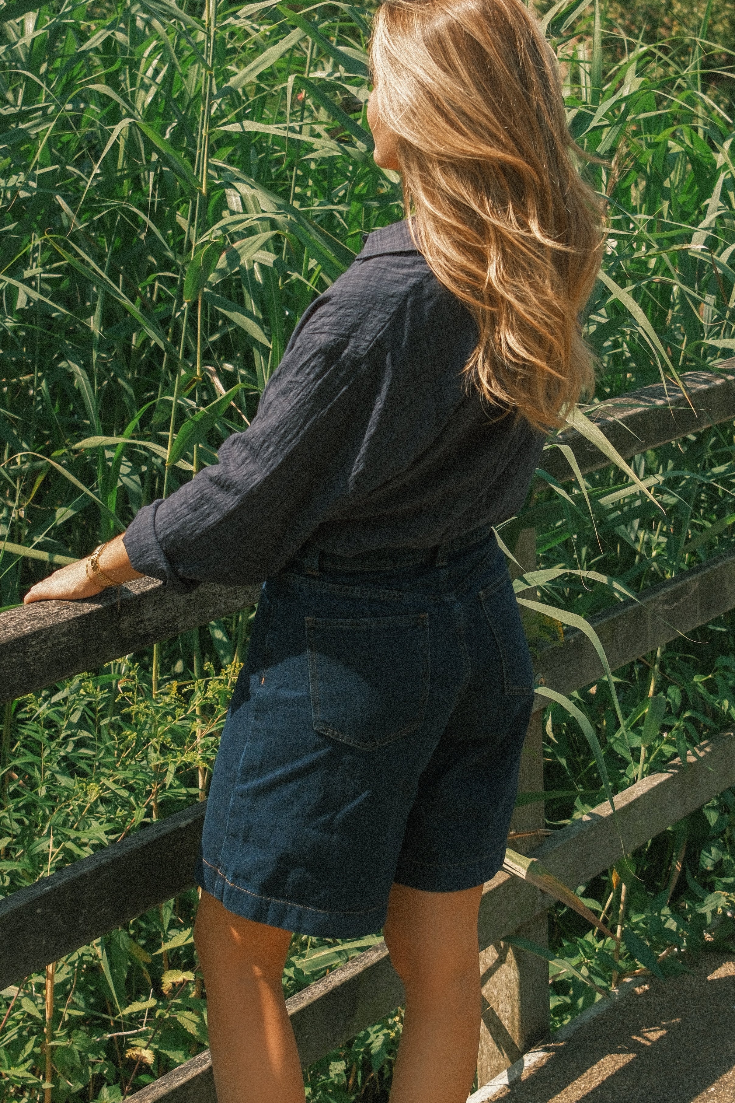 JOHNNY BLOCKED BLOUSE NAVY