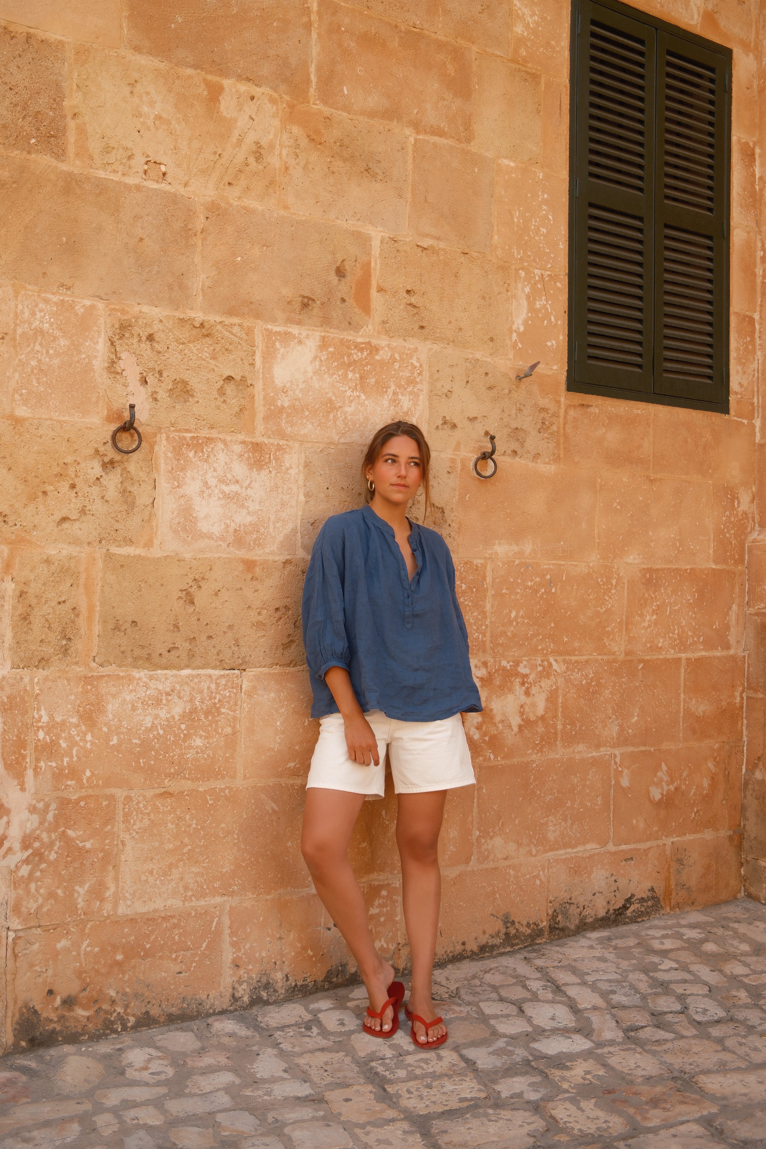 100% LINNEN VENICE BLOUSE NAVY