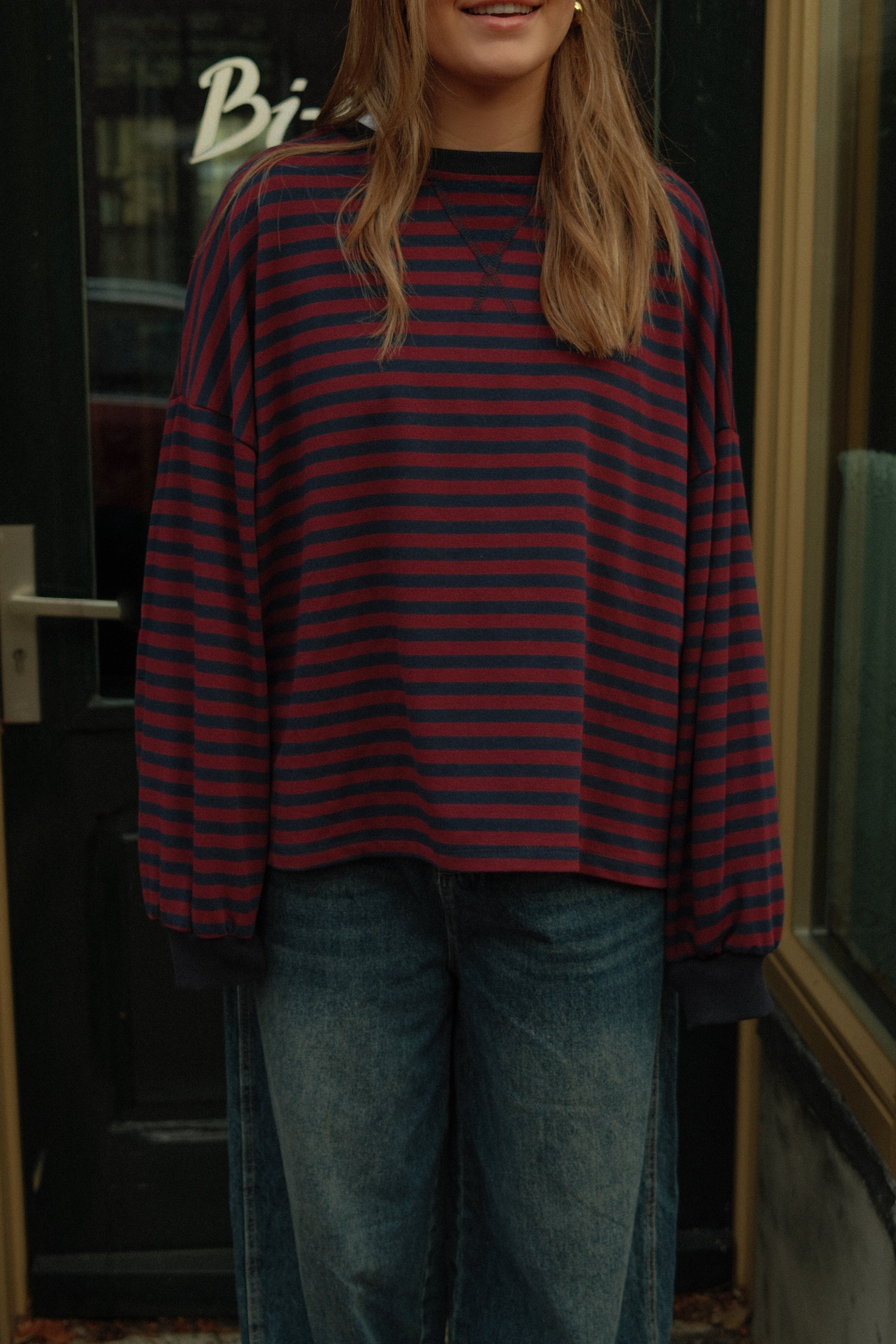 MEES SWEATER BORDEAUX/NAVY