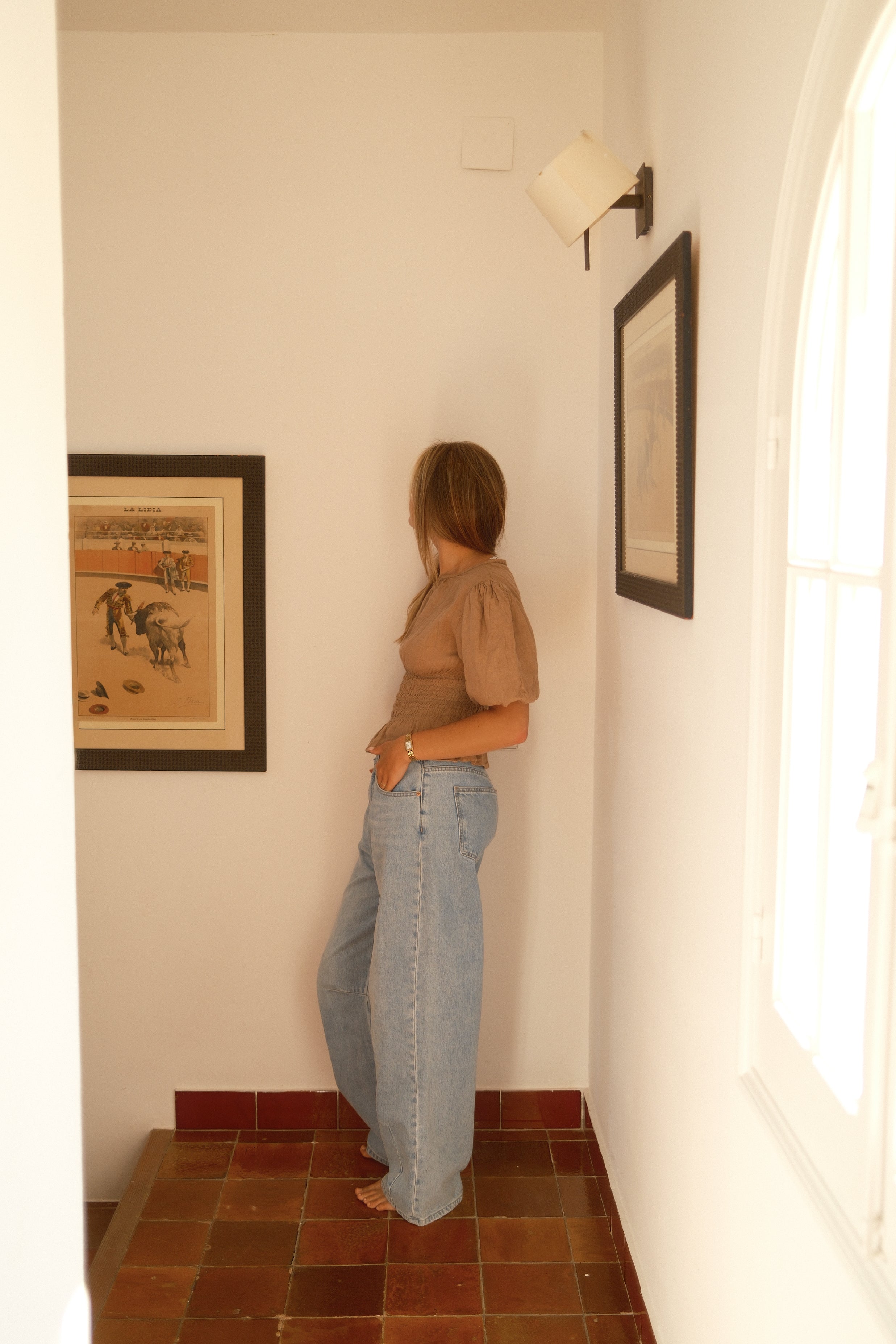 PRE-ORDER: 100% LINNEN TAILORED TOP TAUPE