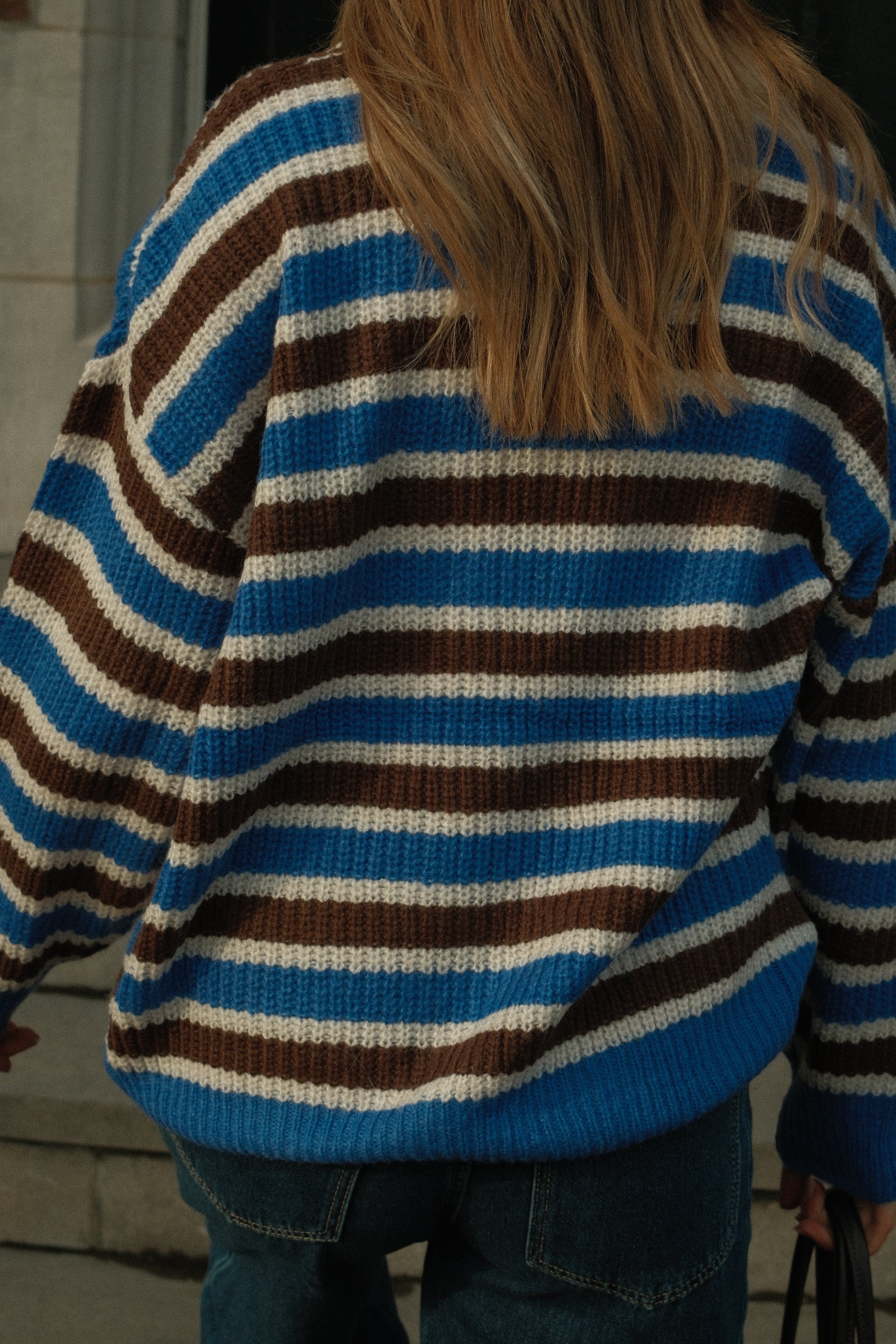 POLOKNIT STRIPED BLUE/CHOCO