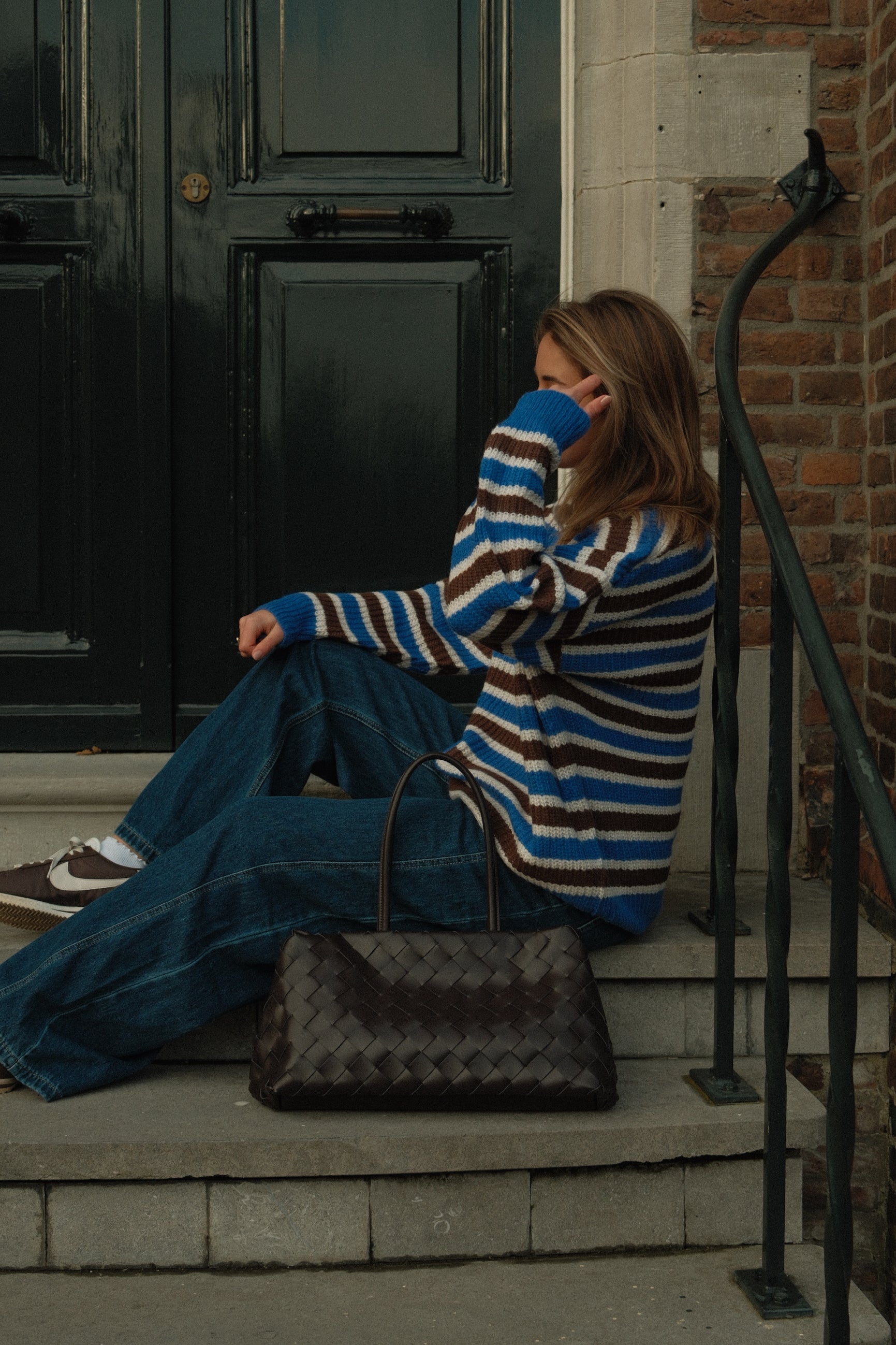 POLOKNIT STRIPED BLUE/CHOCO