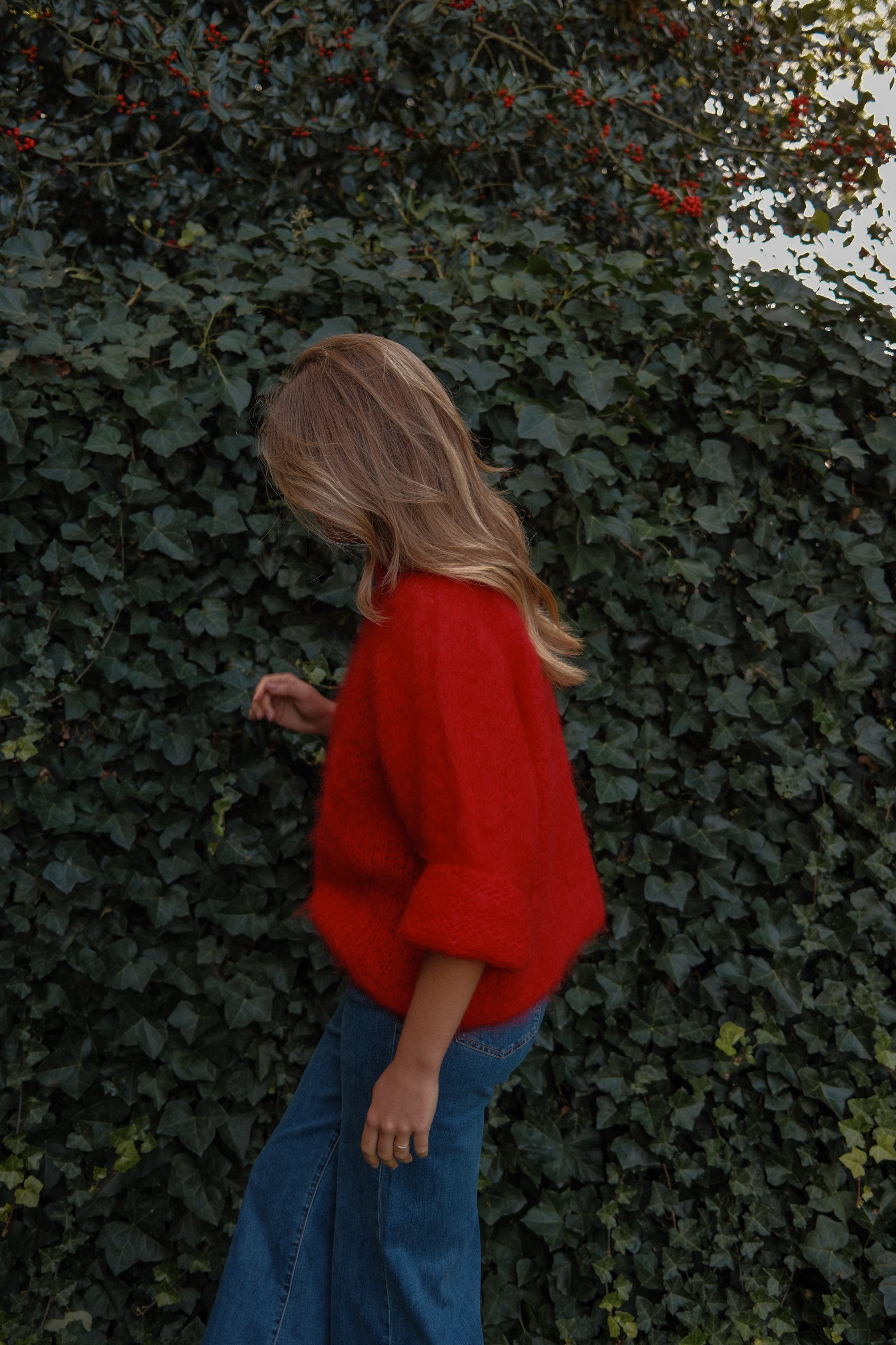 THE MOHAIR CLOUD KNIT RED