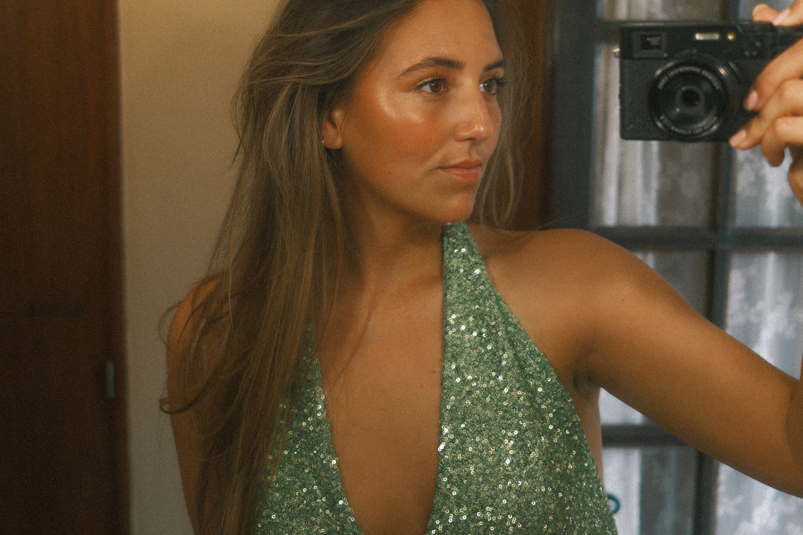 CHARLIE GLITTER TOP GREEN
