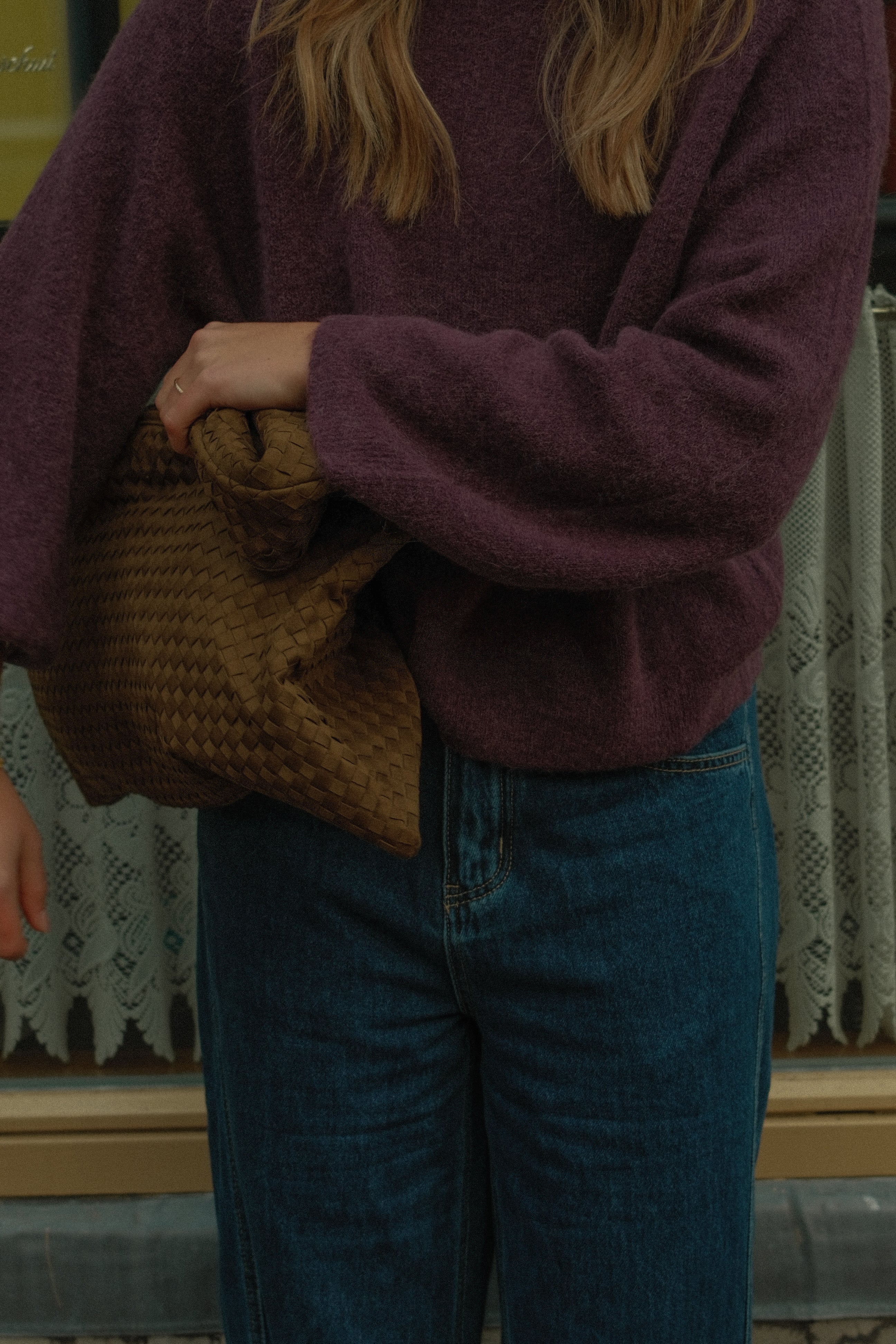 WIDE SLEEVE SARAH KNIT AUBERGINE