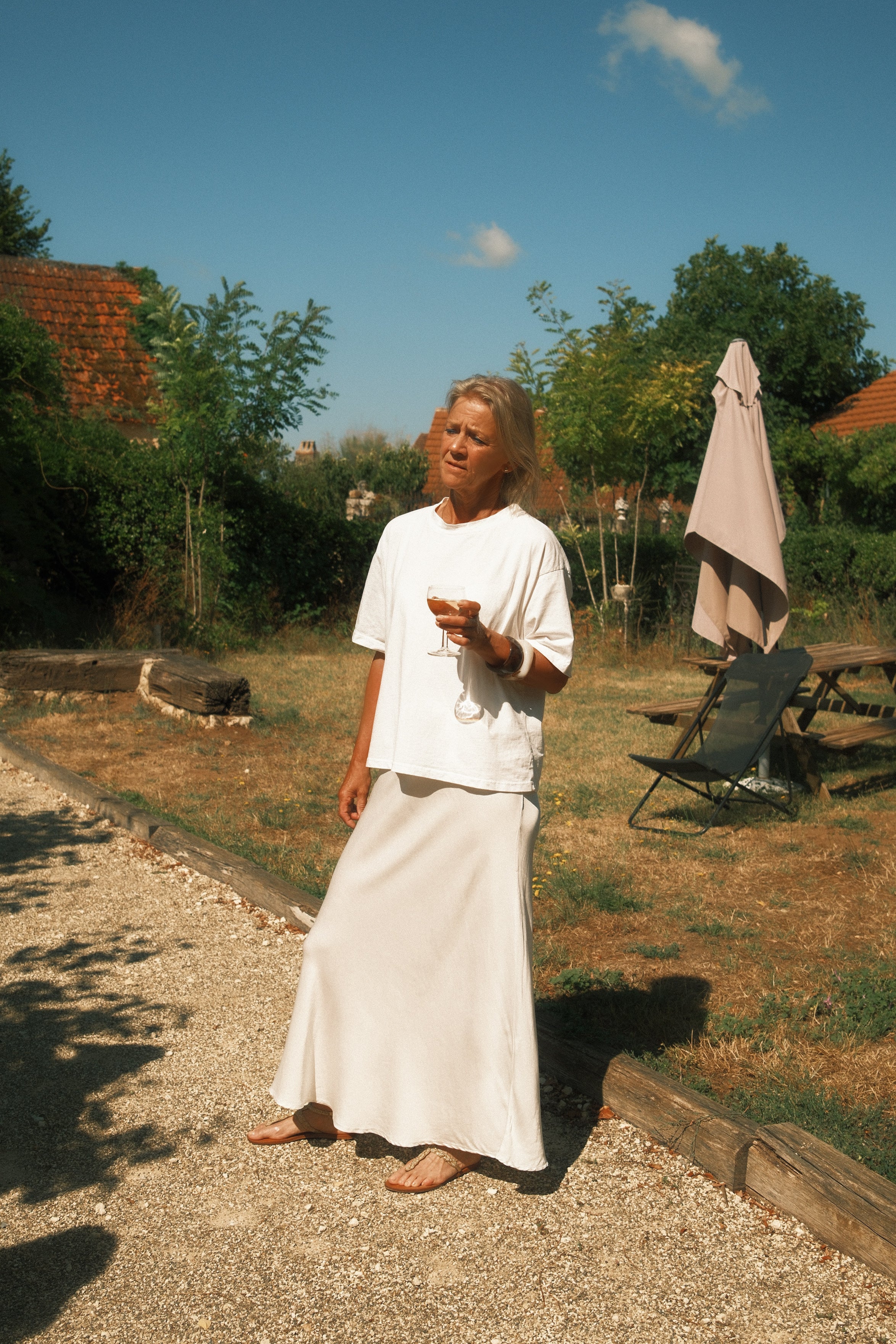 MAGGY SILK SKIRT OFF-WHITE