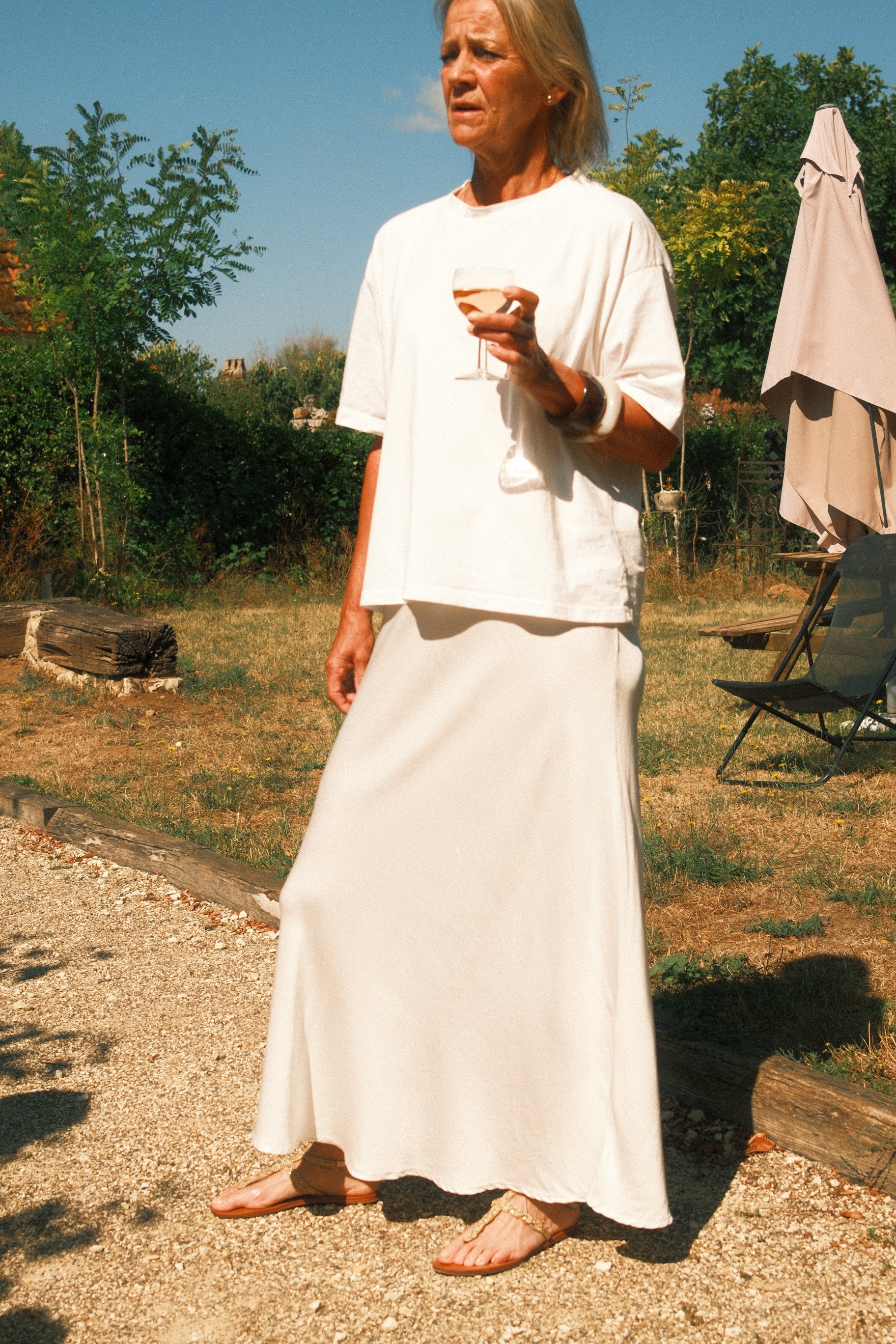 MAGGY SILK SKIRT OFF-WHITE