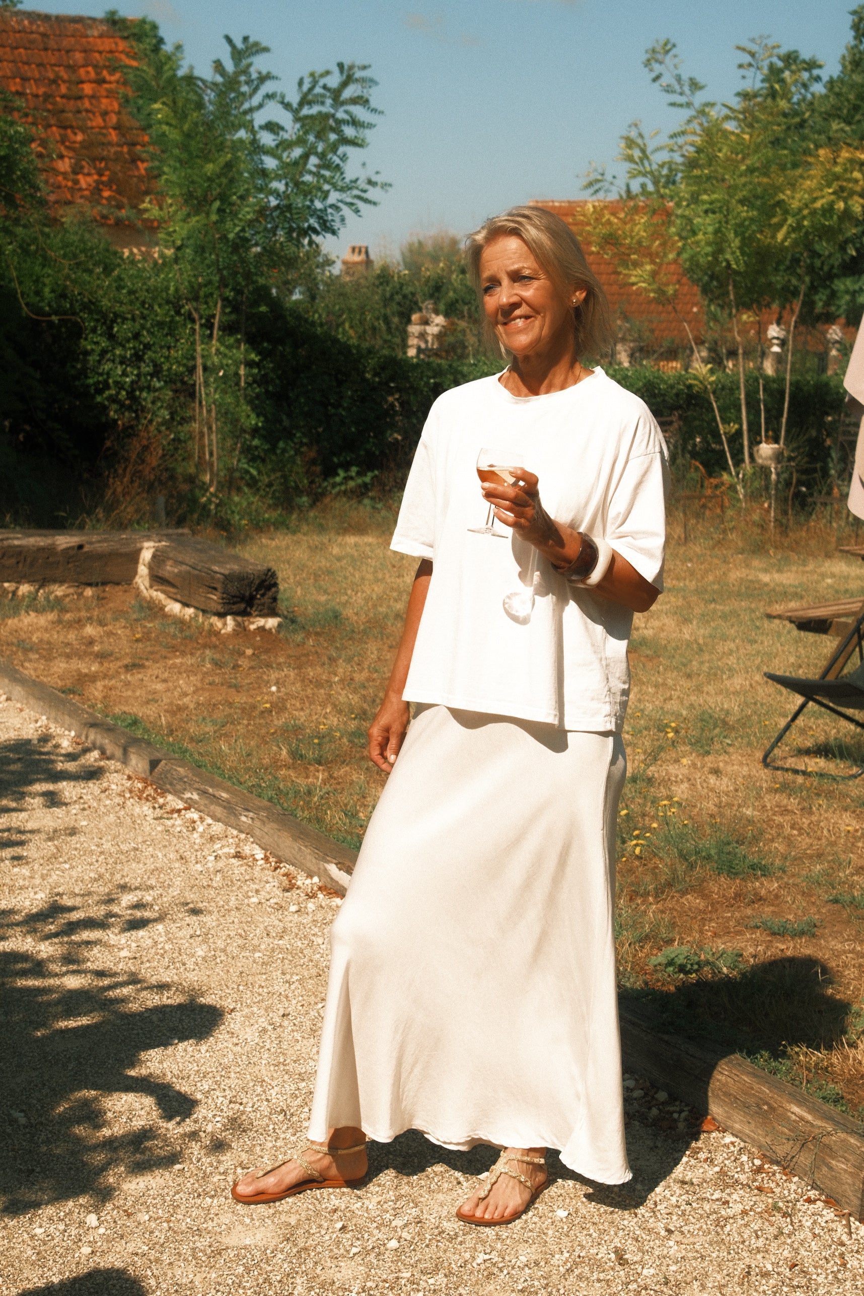 MAGGY SILK SKIRT OFF-WHITE