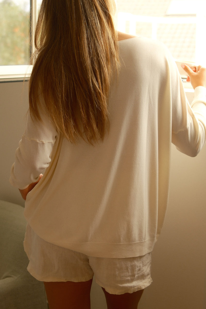 BASIC VNECK PULL ECRU