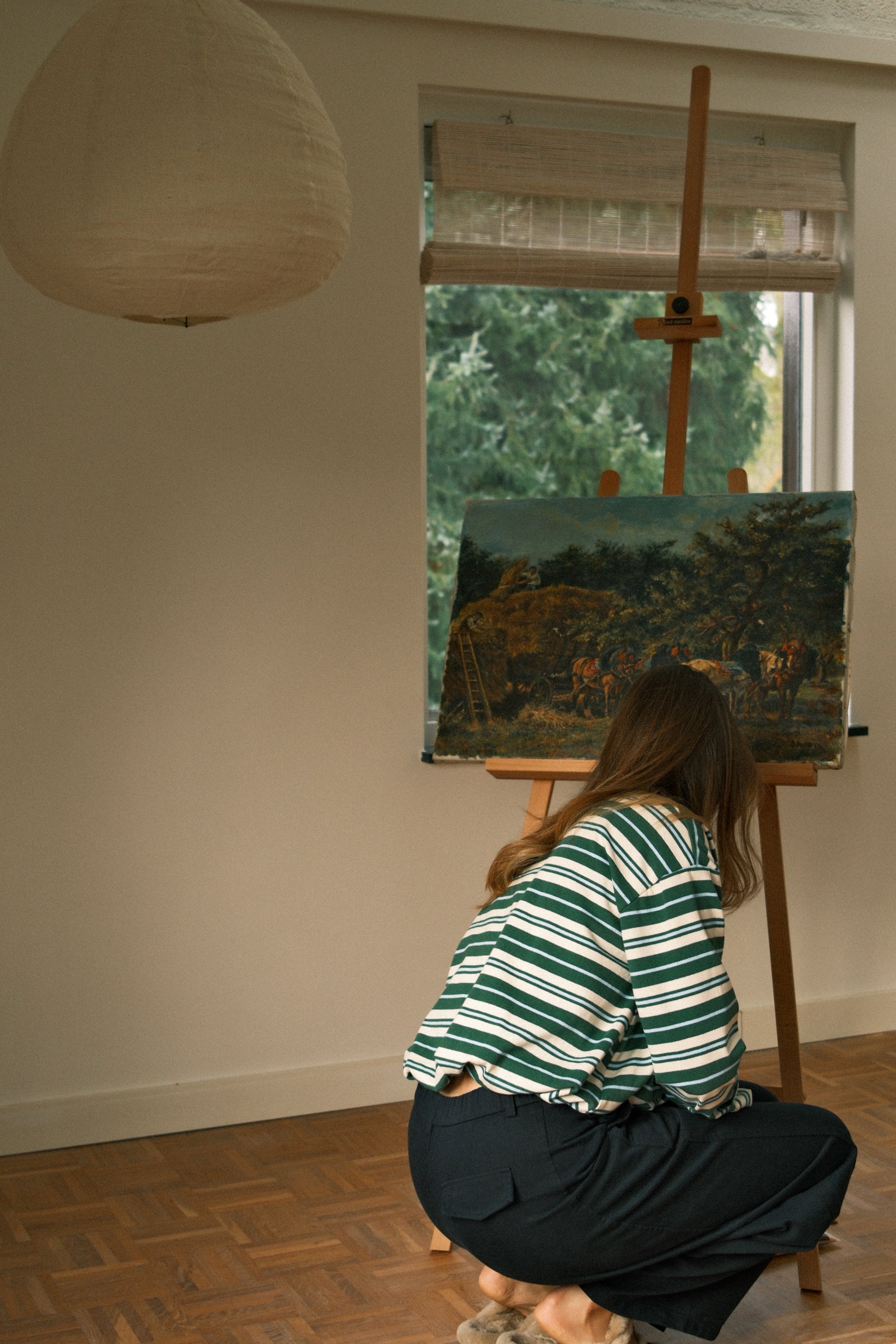 COTTON BALLOON PANTS NAVY