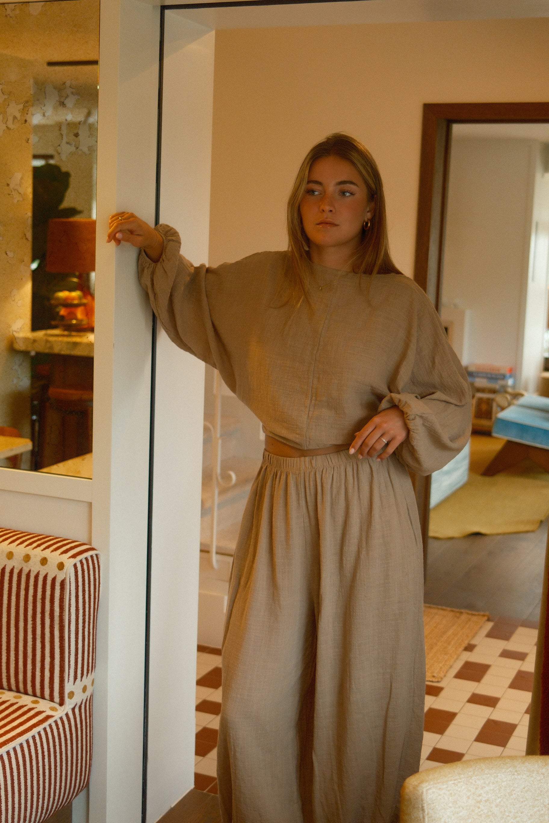 COTTON WRAP TOP CAMEL
