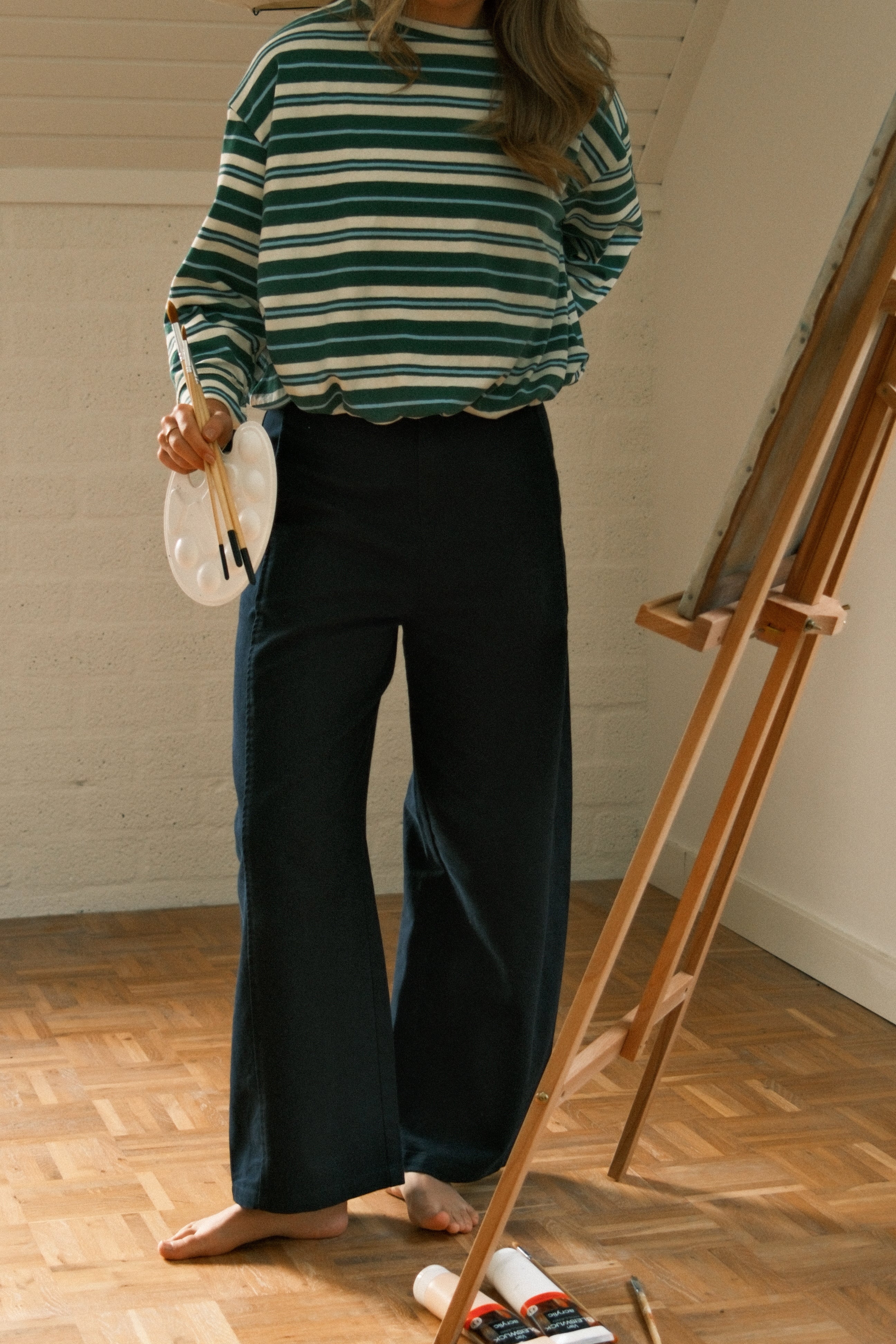 COTTON BALLOON PANTS NAVY